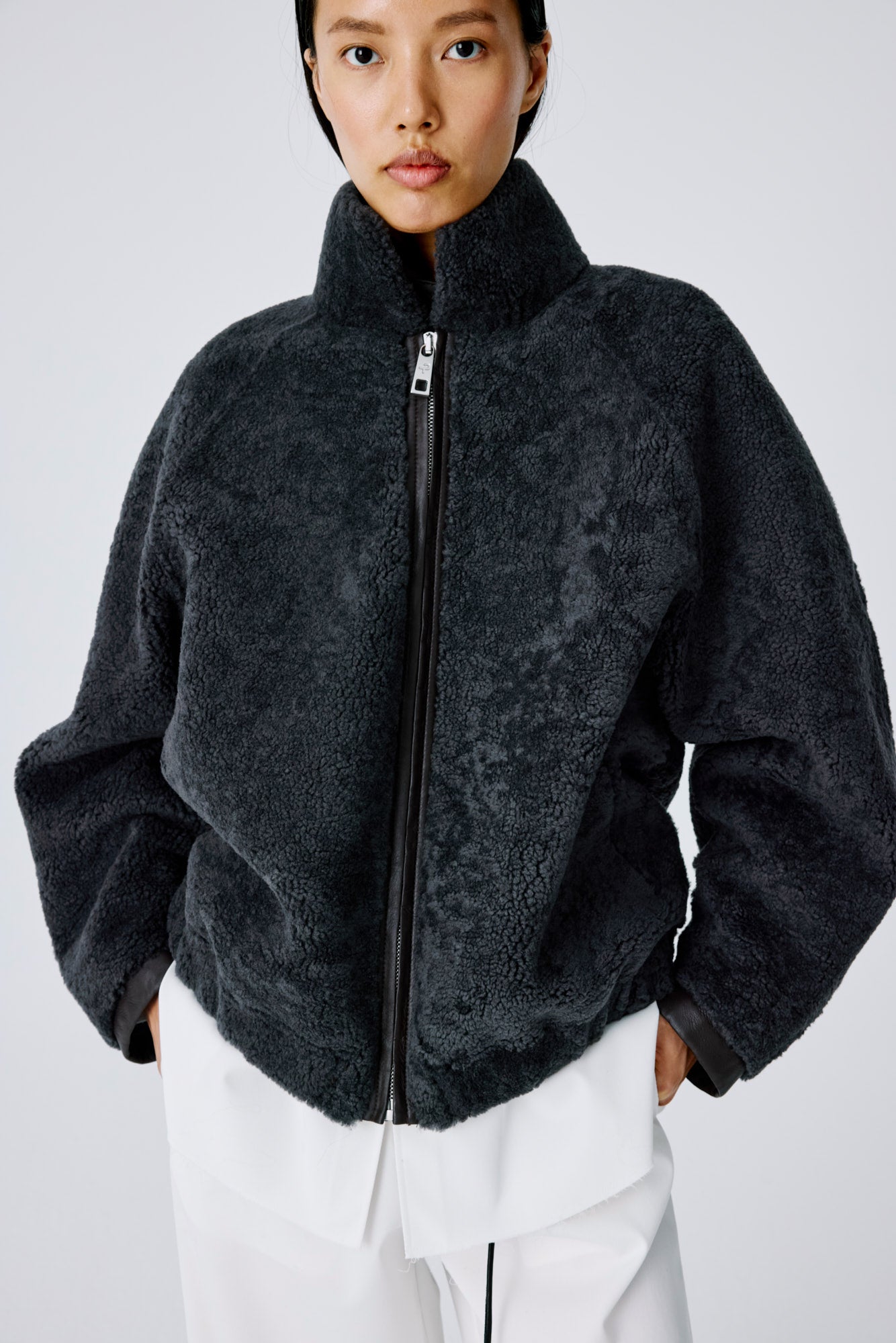 Whisper Outer Shearling Jacket - Grey