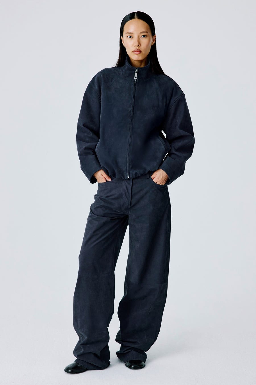 Leisure Bomber Jacket | Nubuck Leather – Navy