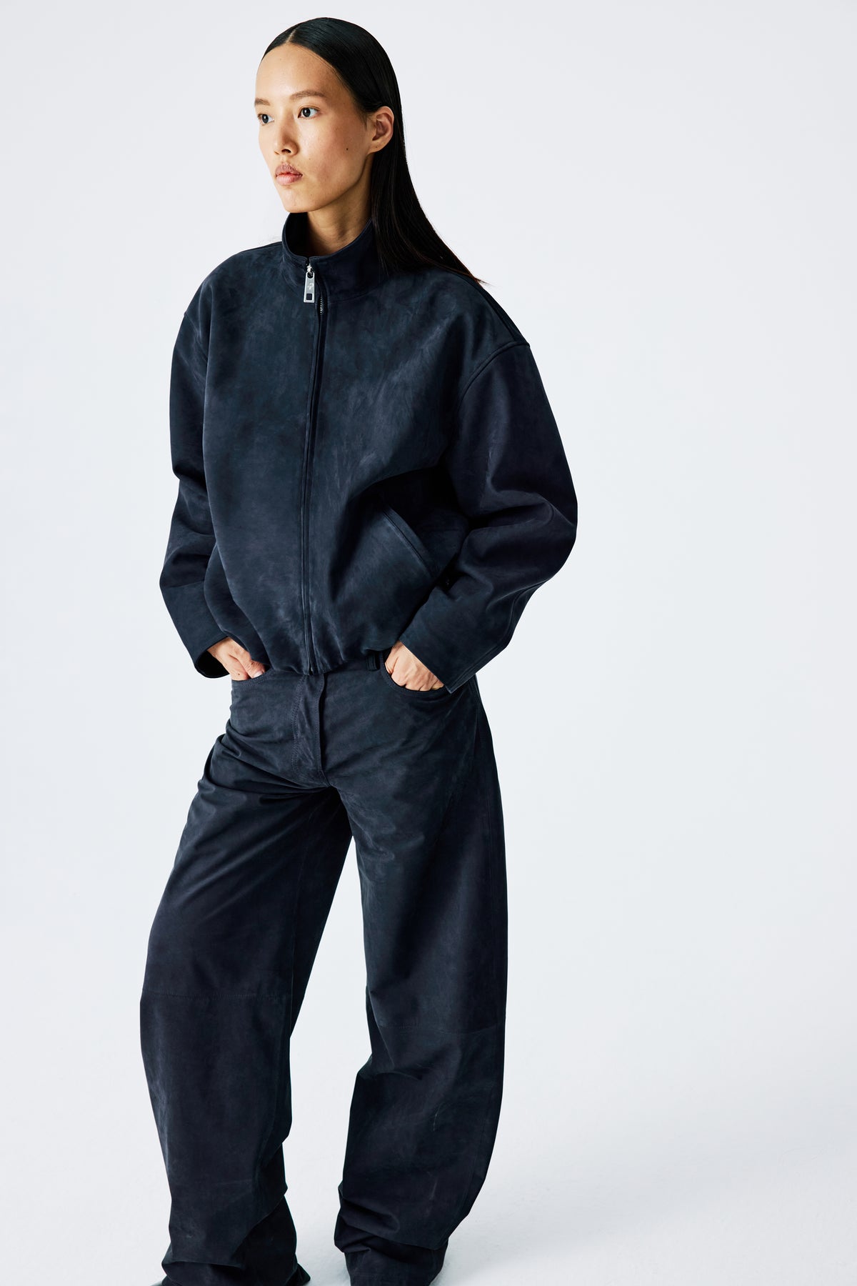 Leisure Bomber Jacket | Nubuck Leather – Navy