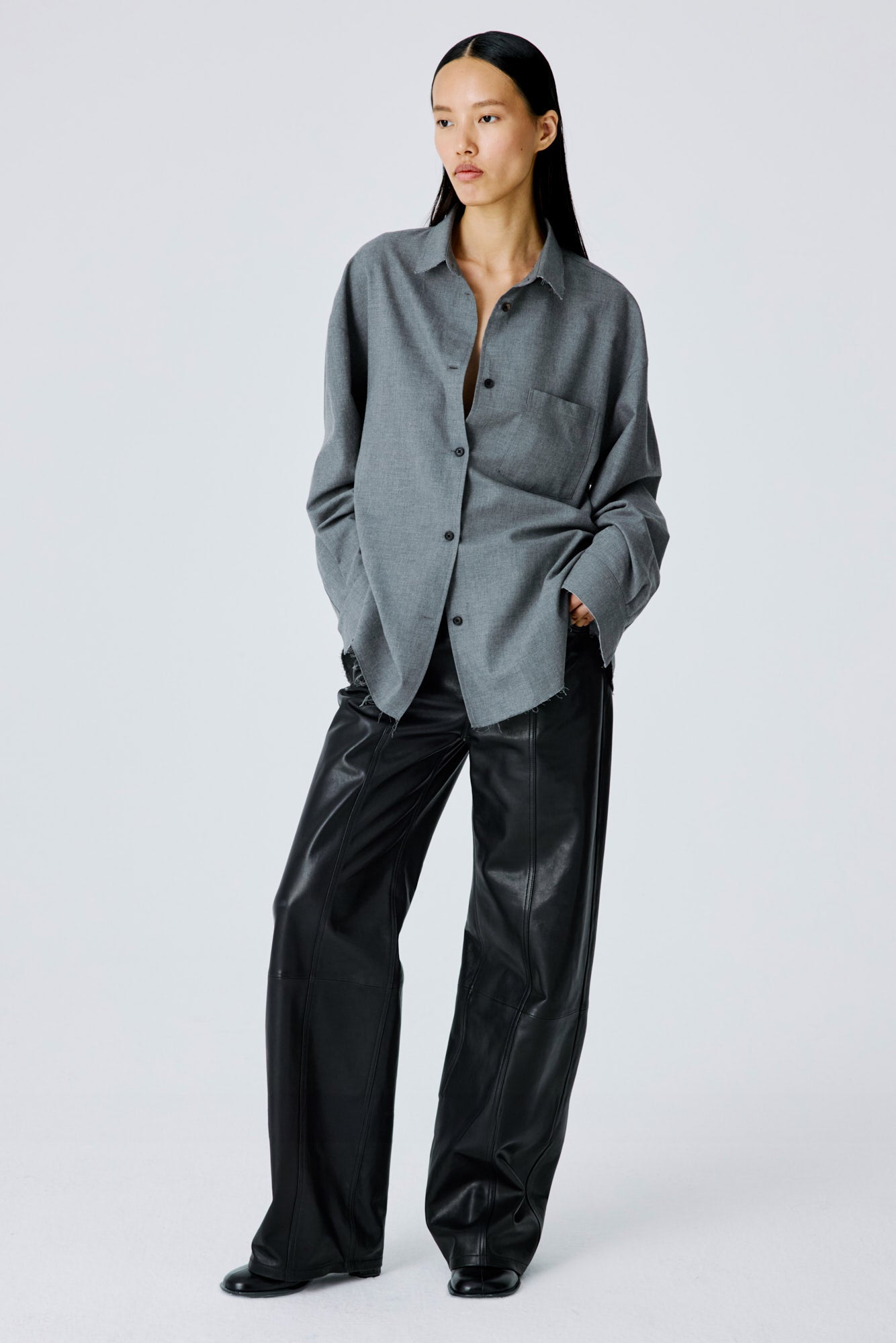 Tranquil Shirt In Soft Flannel - Grey Melange