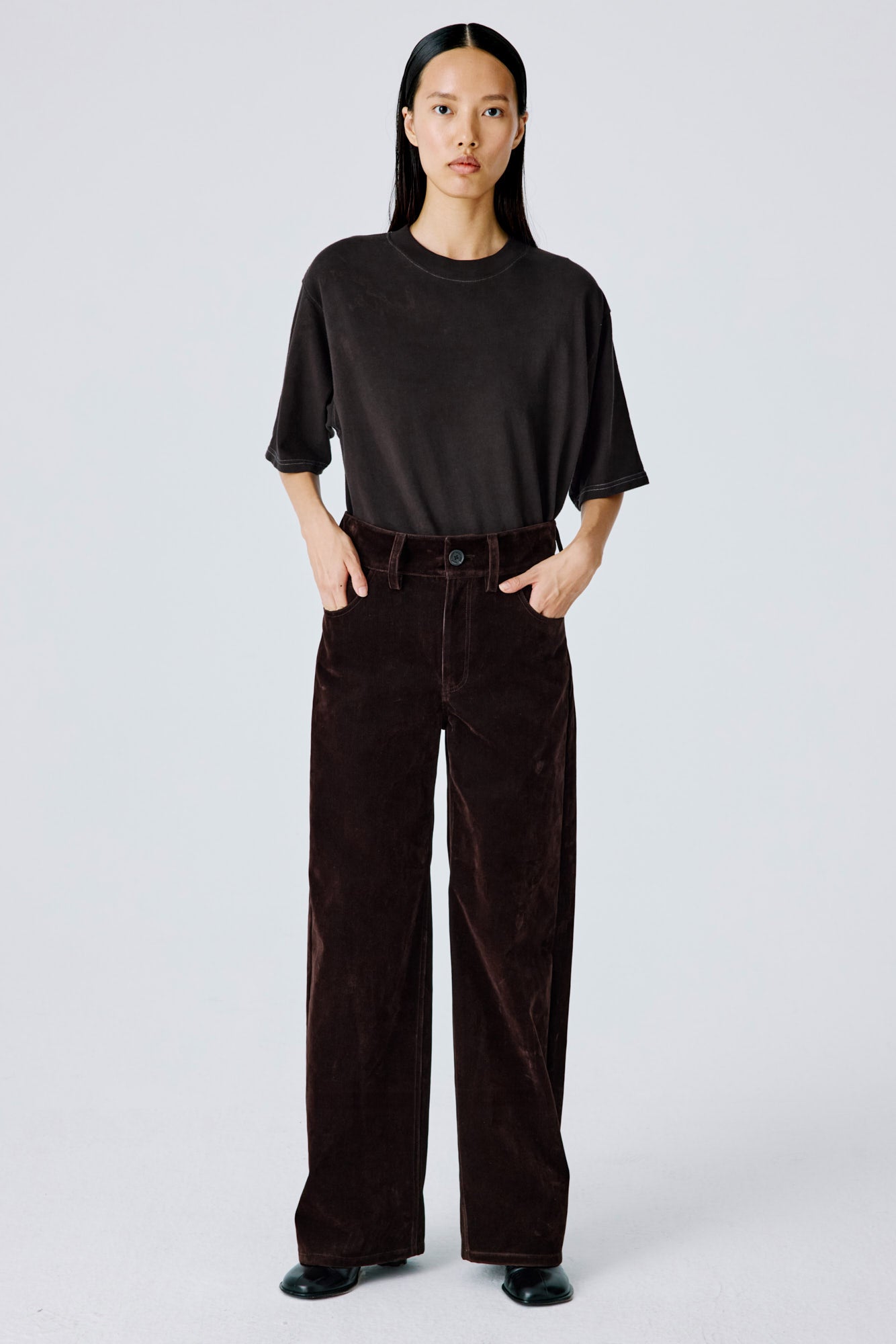 Weekday Pants - Chocolate Brown Ribbed Flock