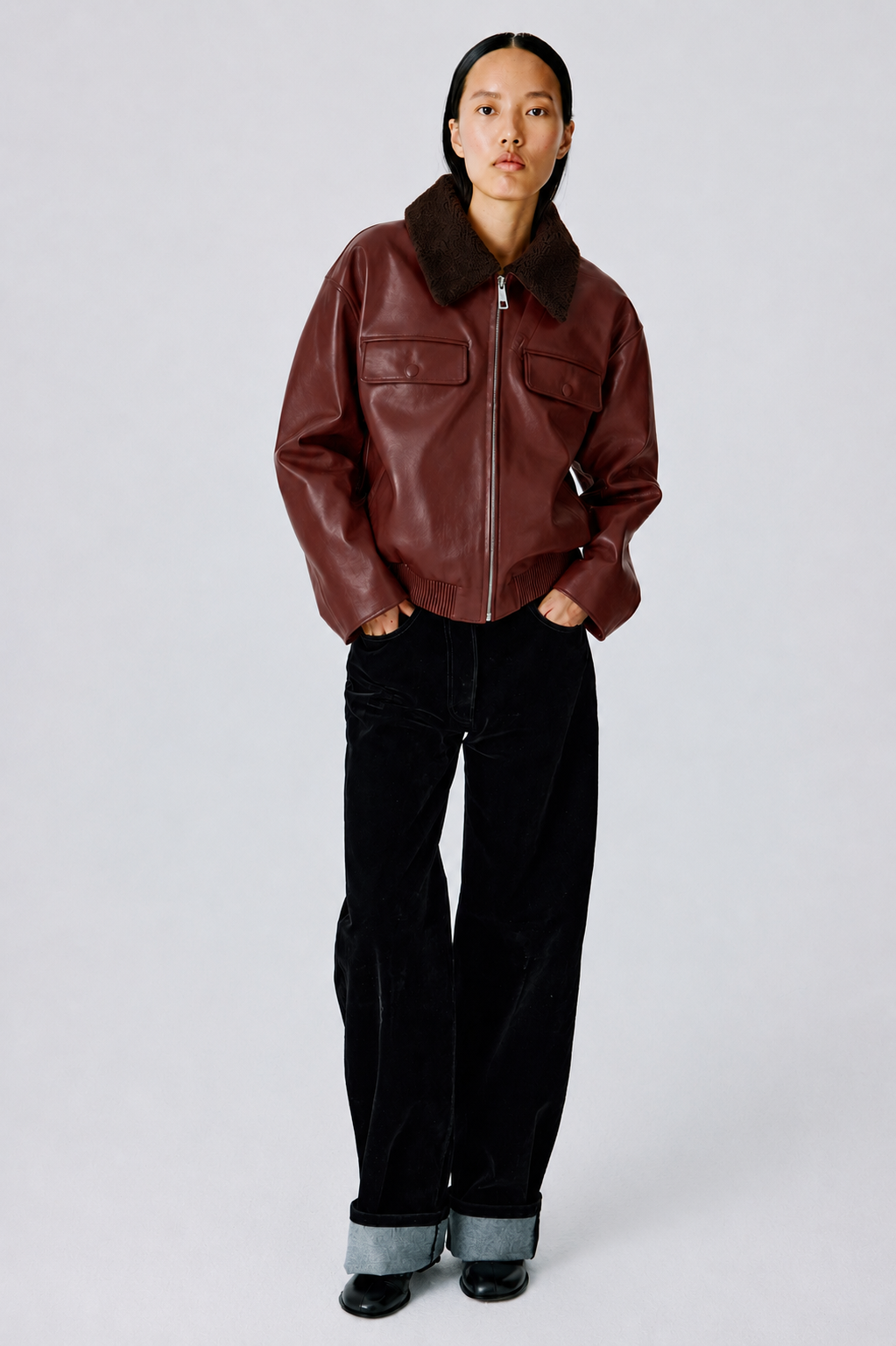 Love Pocketed Bomber Jacket - Brown