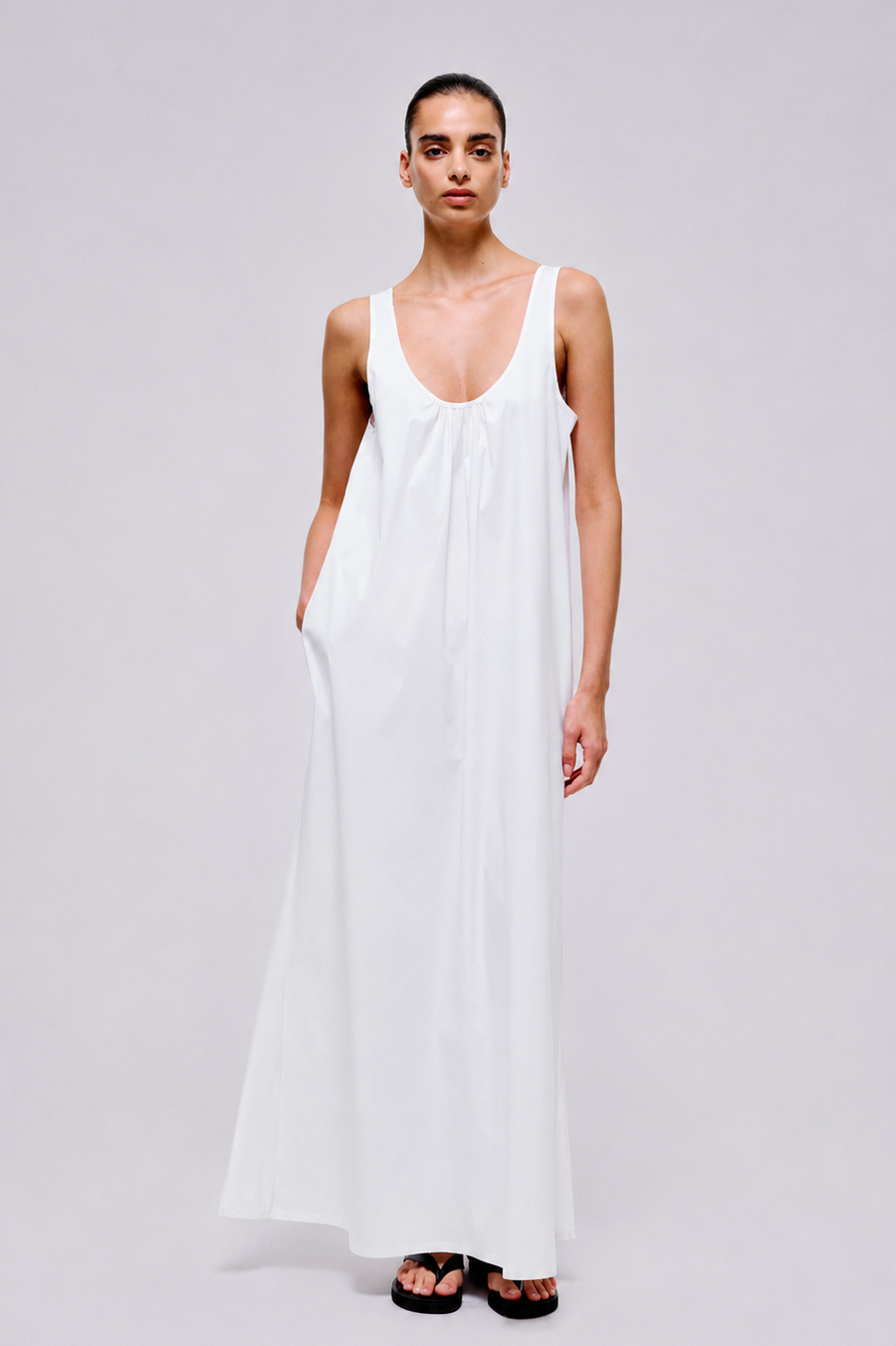 Silent Escape Dress | Cotton Poplin – White