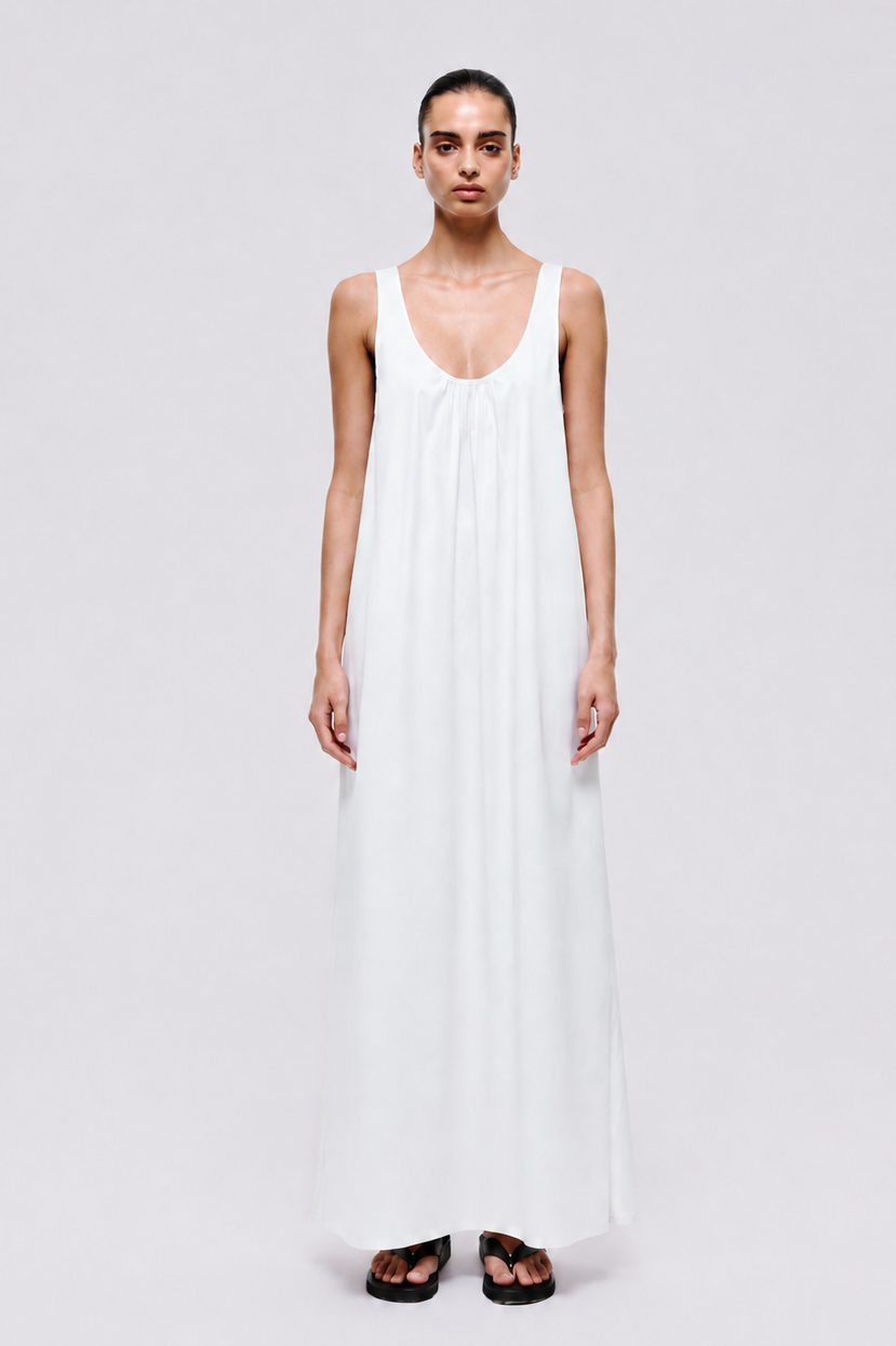 Silent Escape Dress | Cotton Poplin – White