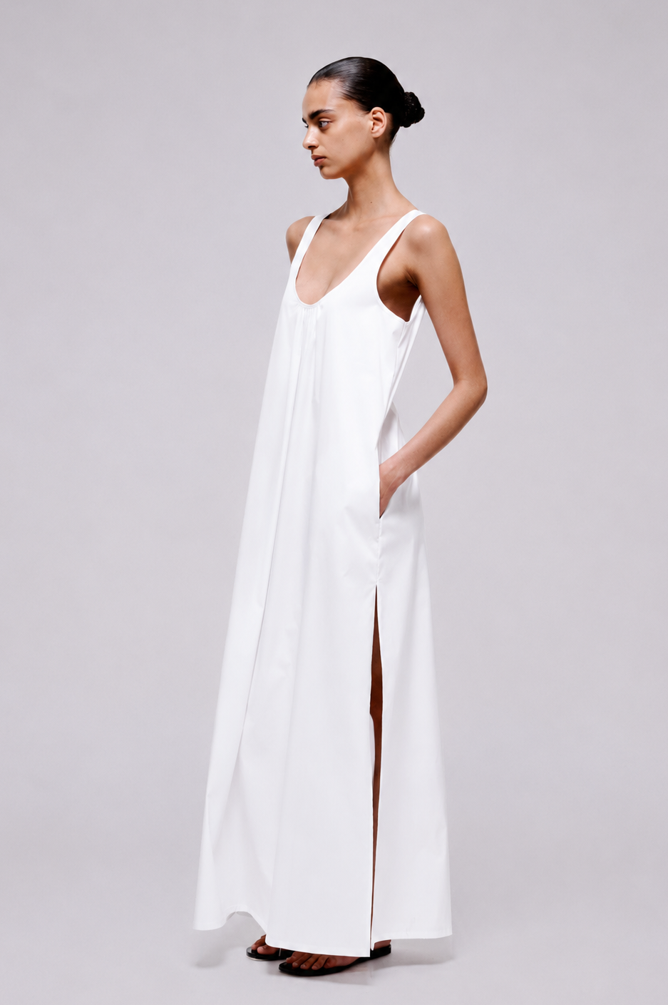 Silent Escape Dress | Cotton Poplin – White