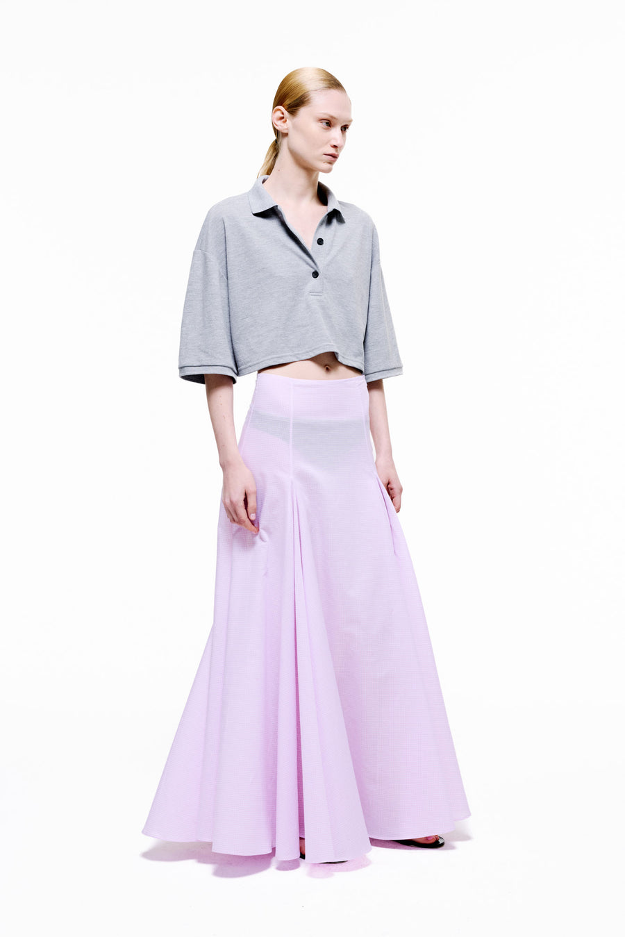 Echo Skirt in Cotton Poplin - Pink Gingham