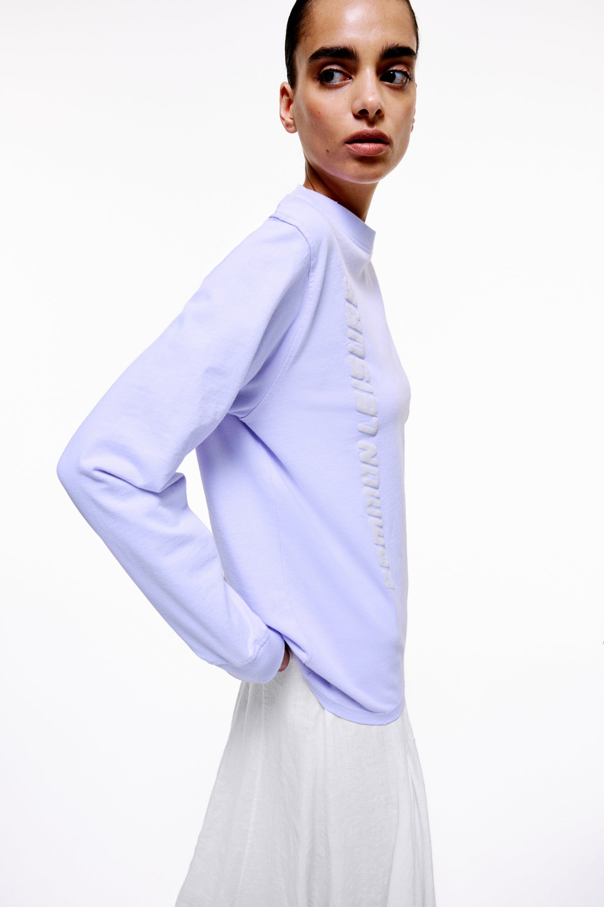 Typography Branded Long Sleeve T-Shirt - Lilac