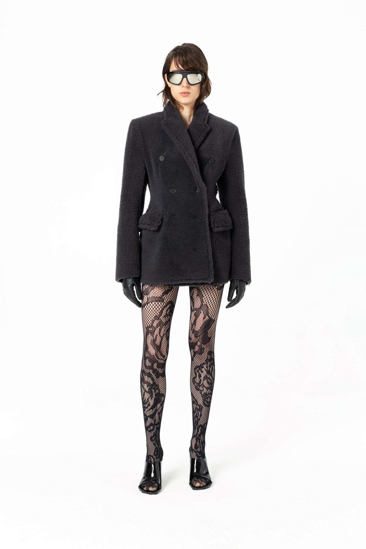 Curvy Jacket | Semi-Curly Merino Shearling – Dark Grey