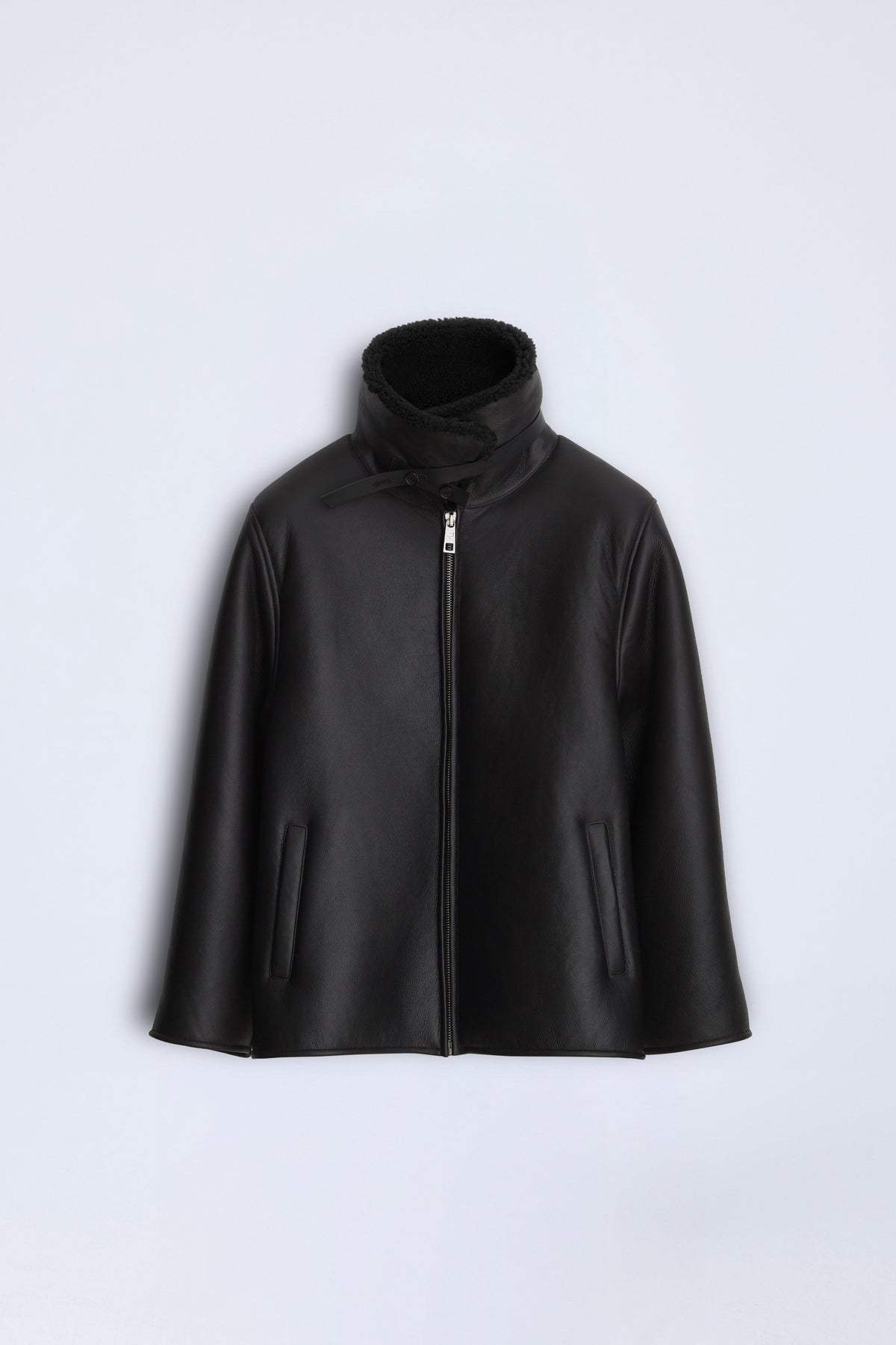 Scuba Midi Jacket | Semi-Curly Merino Shearling – Black/Black