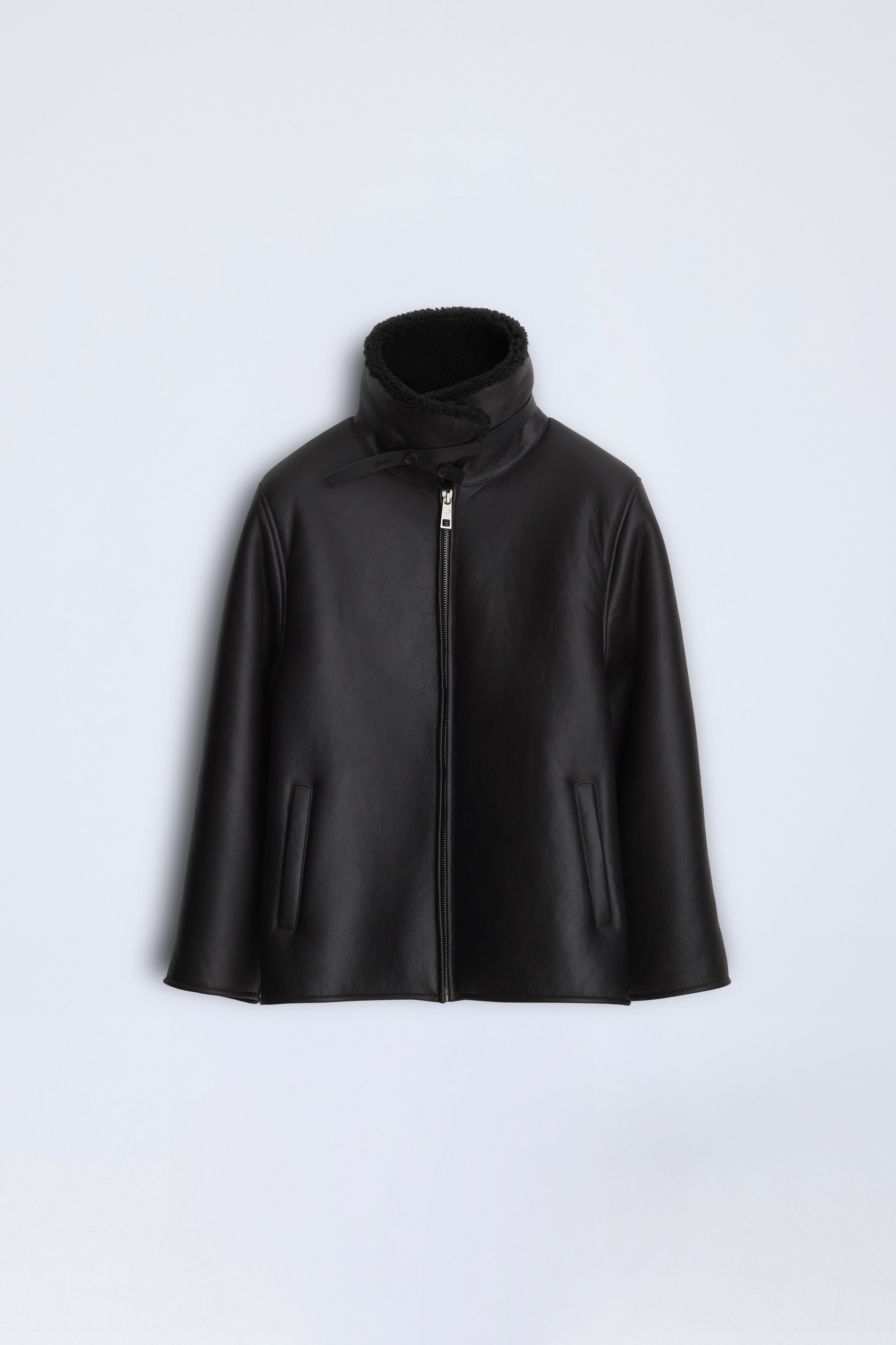 Scuba Midi Shearling Jacket - Black/Black