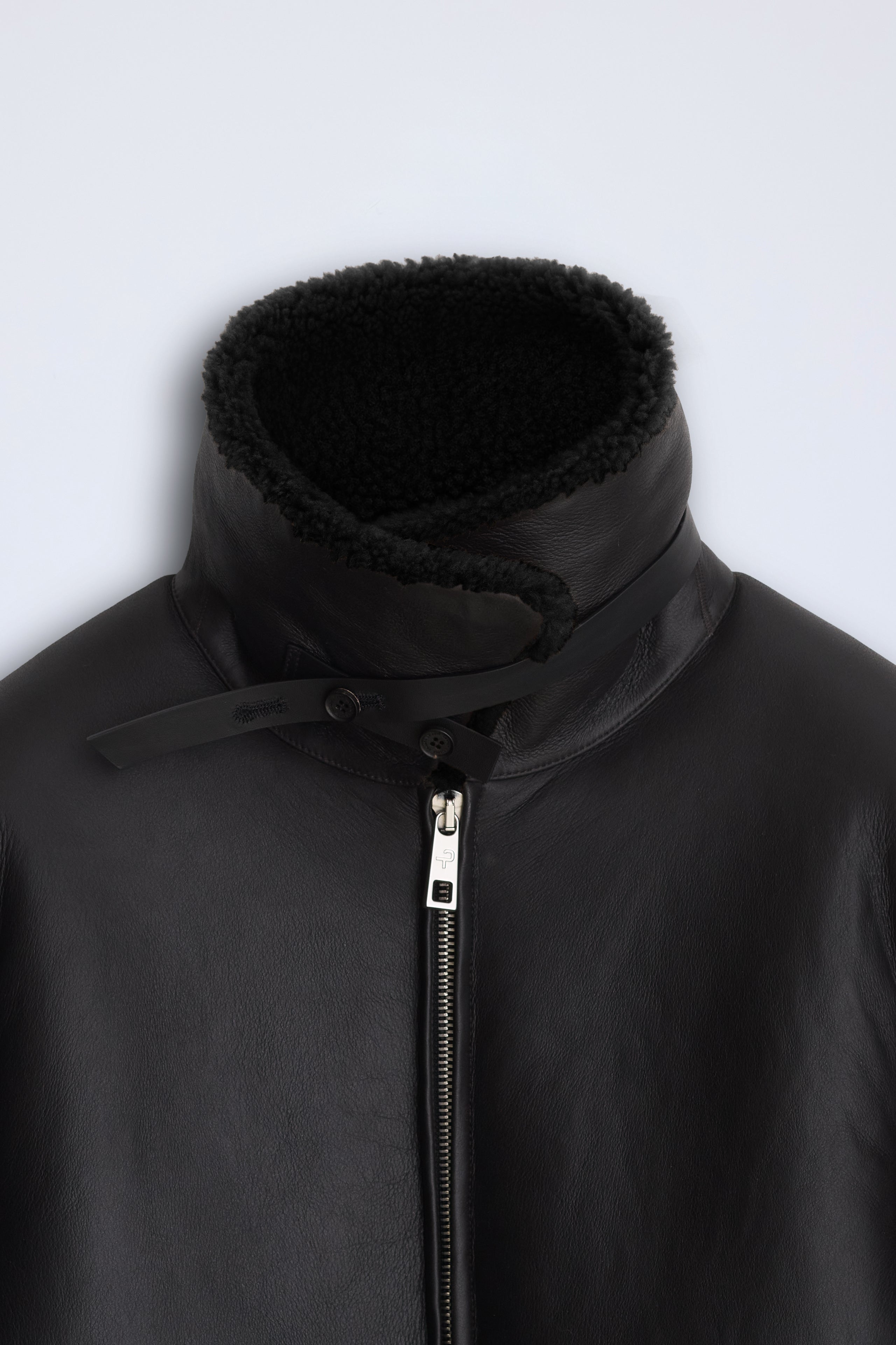 Scuba Midi Shearling Jacket - Black/Black
