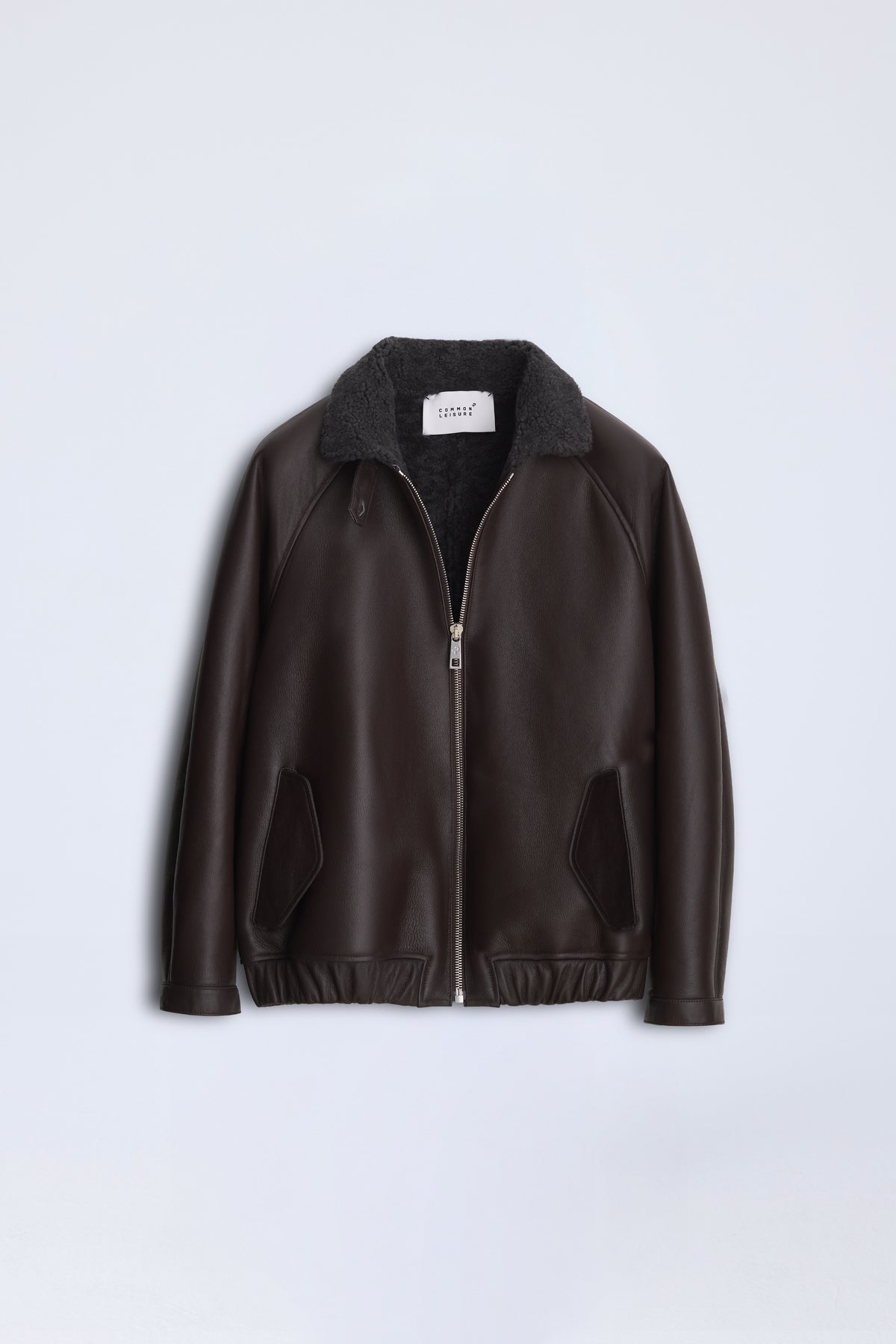 Whisper Jacket | Semi-Curly Merino Shearling – Dark Brown/Grey