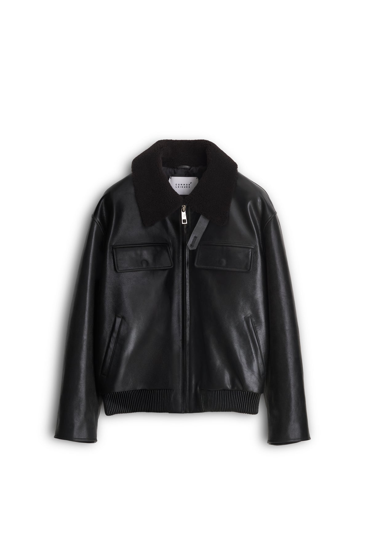 Love Pocketed Bomber Jacket | Leather – Black