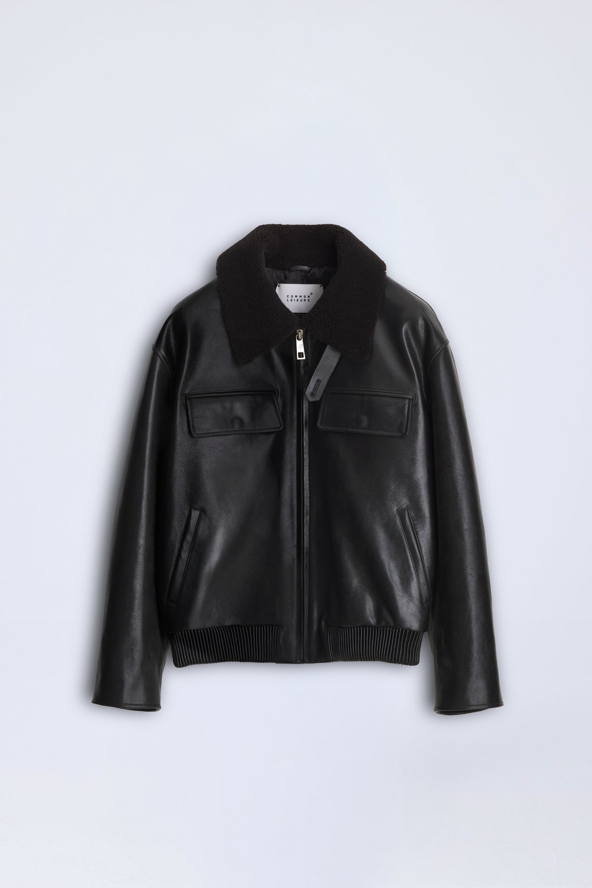 Love Pocketed Bomber Jacket | Leather – Black