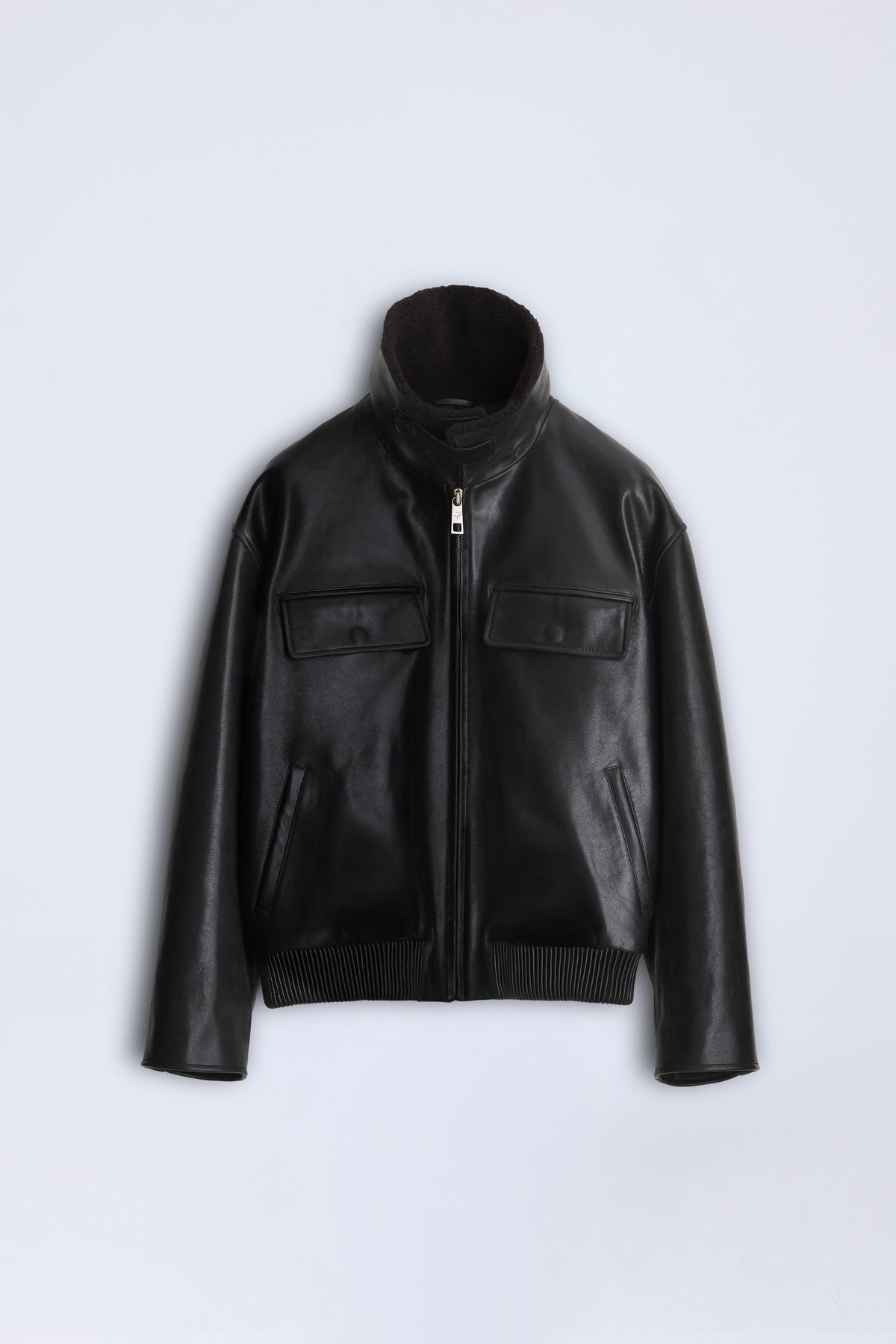 Love Pocketed Bomber Jacket | Leather – Black