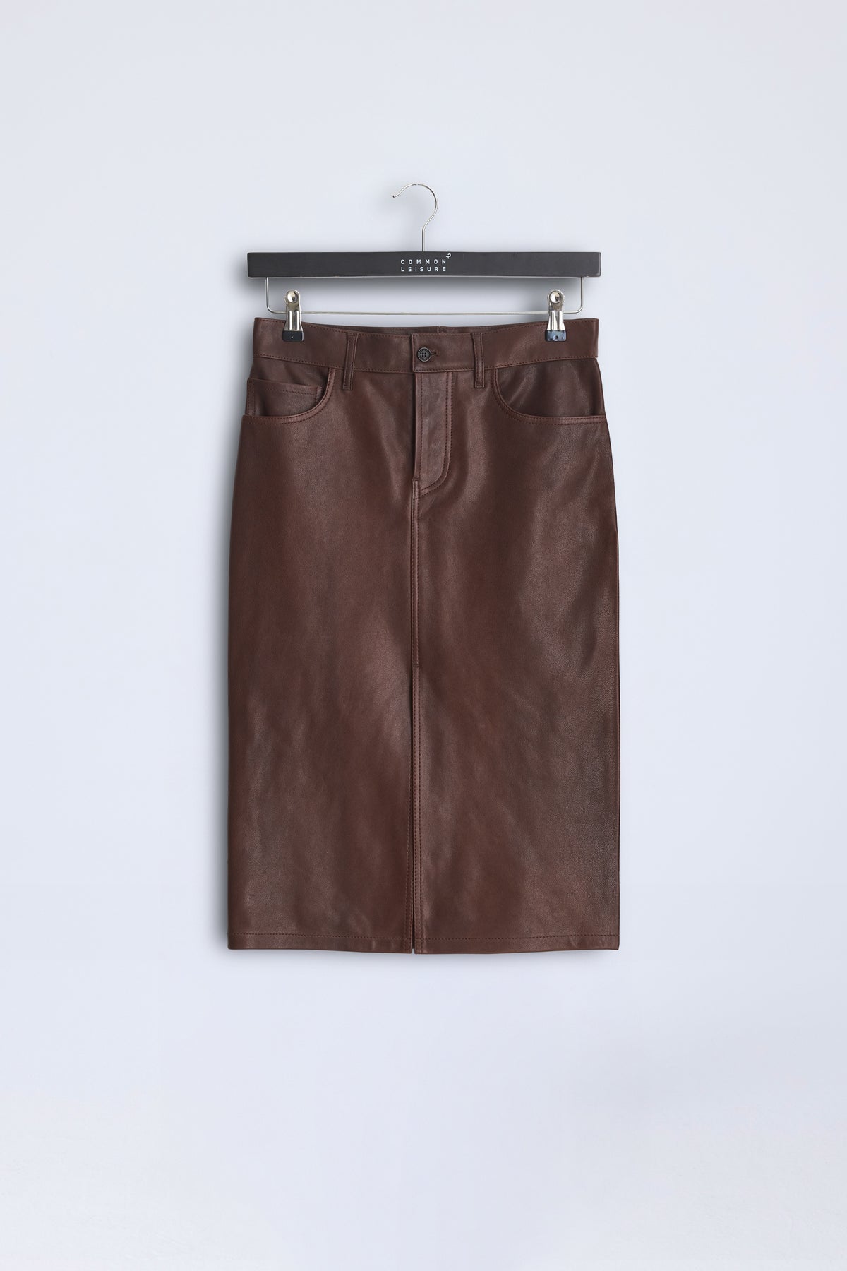 Slit Skirt | Leather - Hazelnut