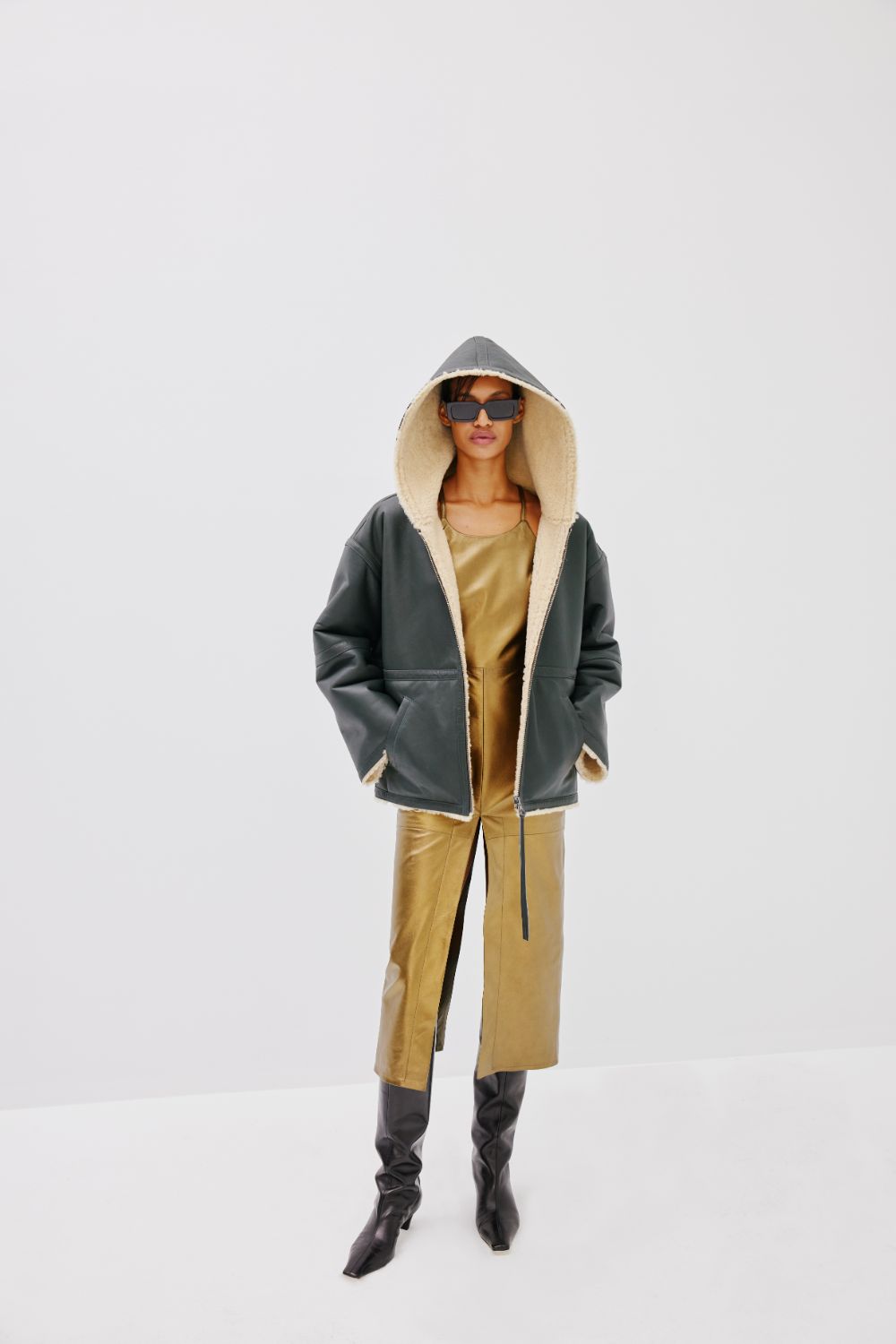Muhammed Ali (Double Sided) Jacket | Icelandic Shearling - Butter Cream&Dark Green