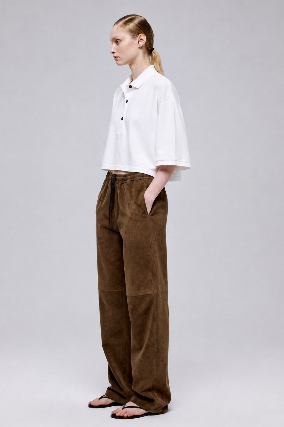 Waist-Length Cotton Piqué Polo Shirt - Off White