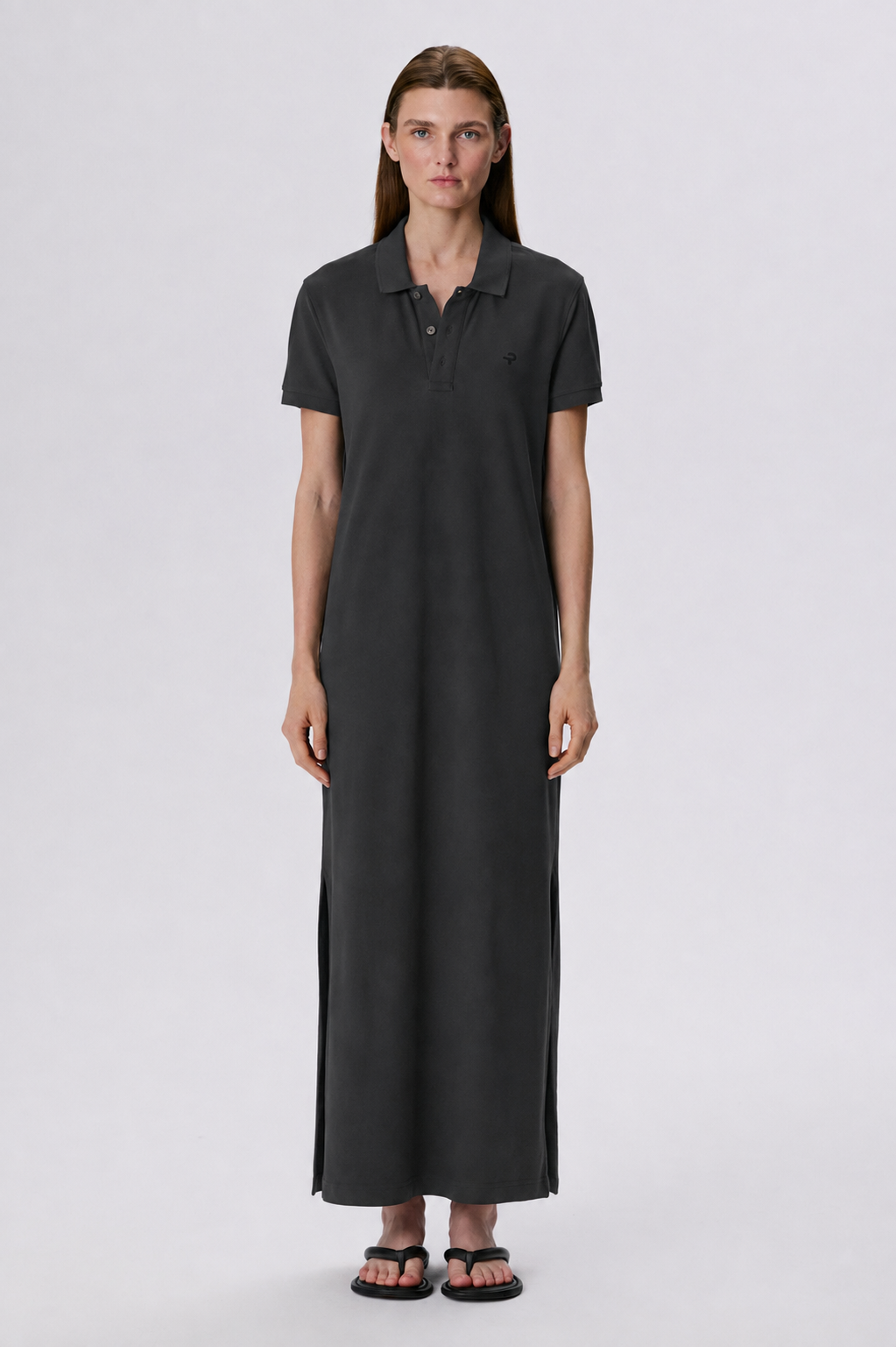 Polo Dress | Cotton Piqué – Graphite