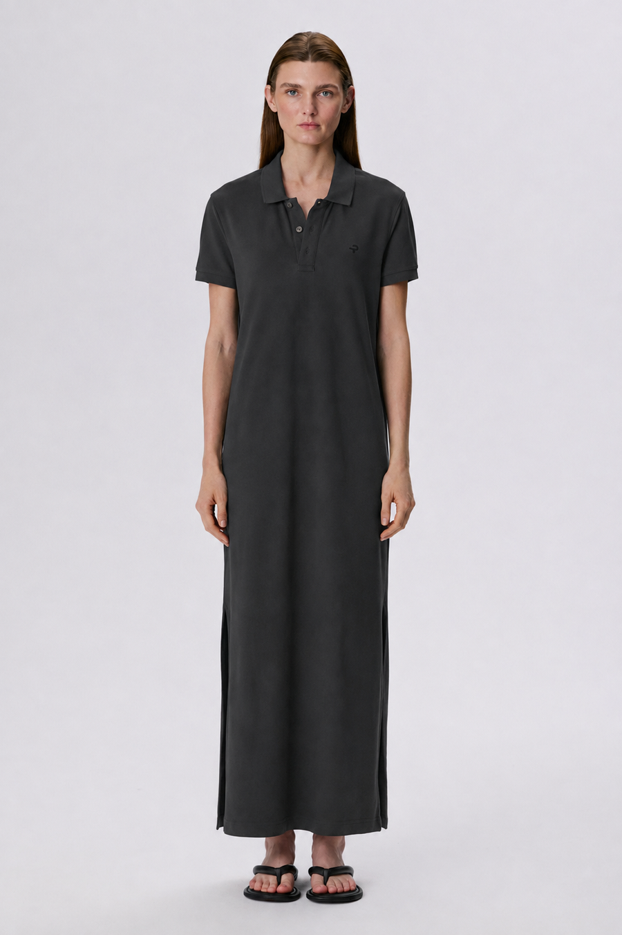 Polo Dress | Cotton Piqué – Graphite