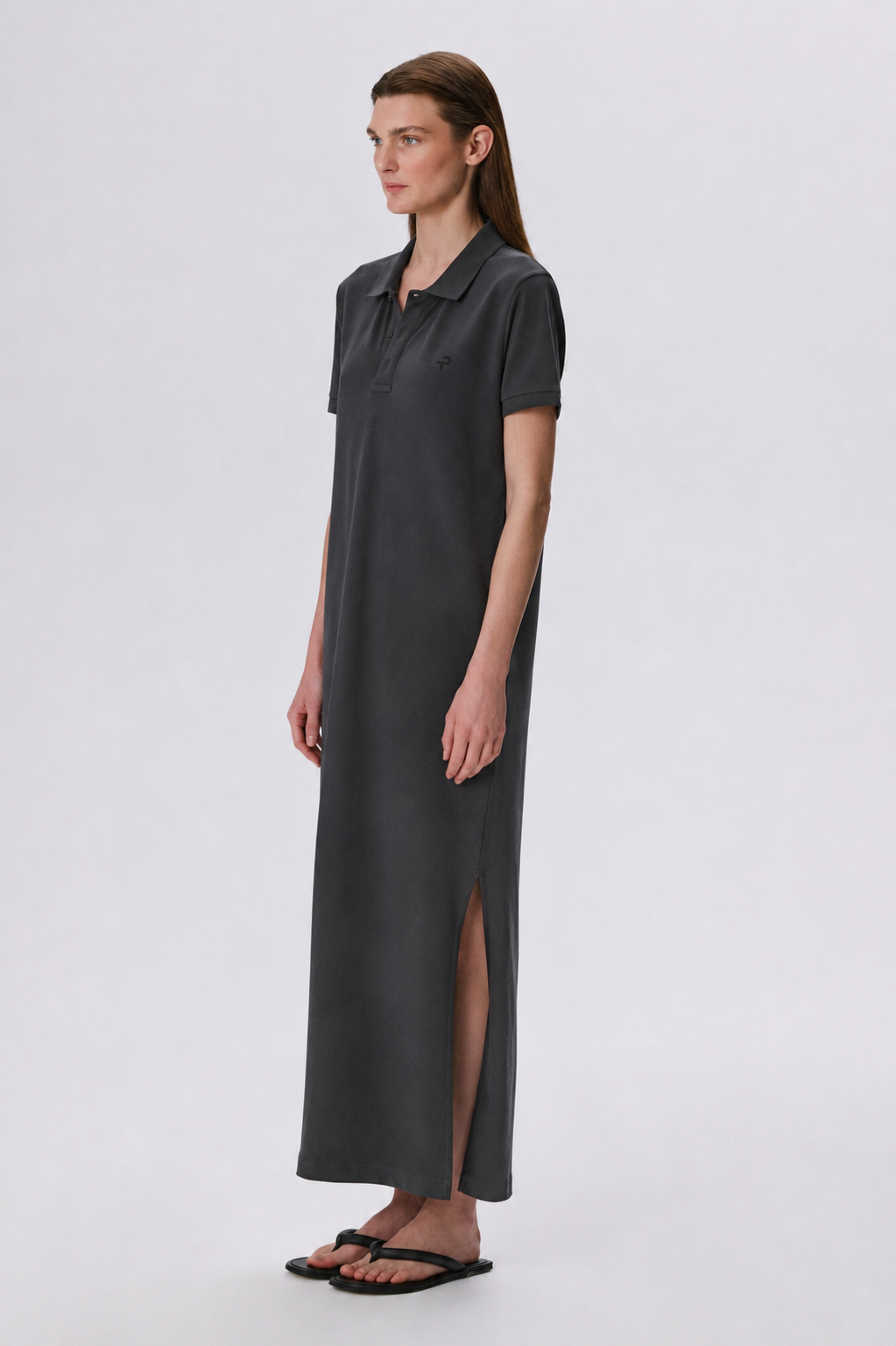 Polo Dress | Cotton Piqué – Graphite