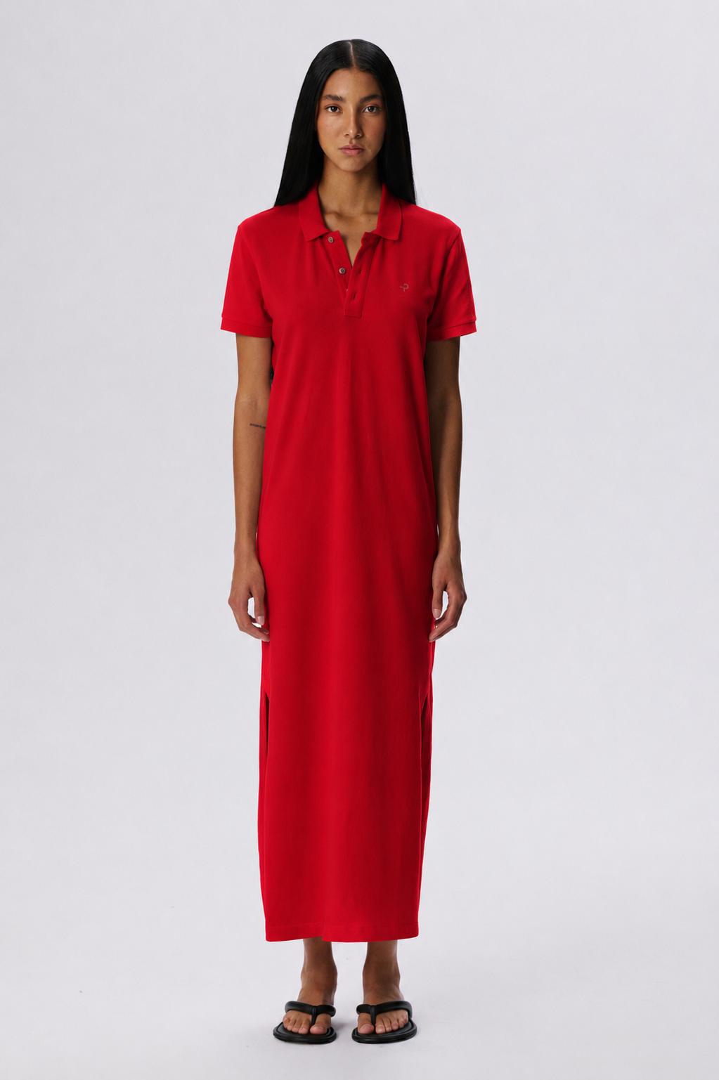 Polo Dress | Cotton Piqué – Red
