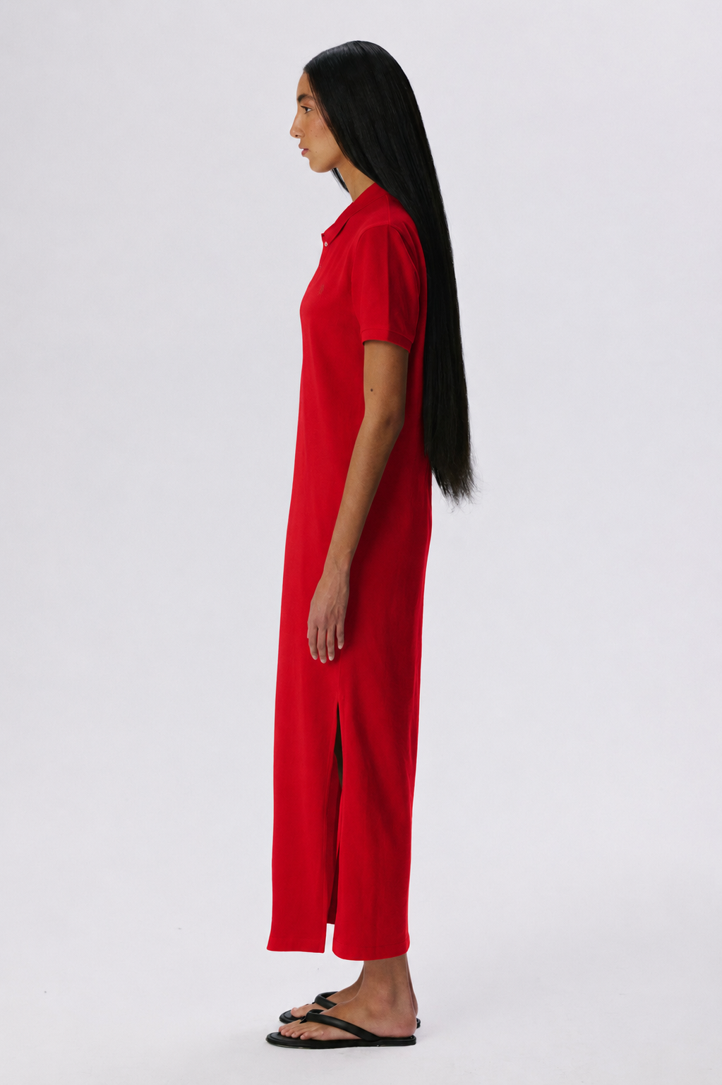 Polo Dress | Cotton Piqué – Red