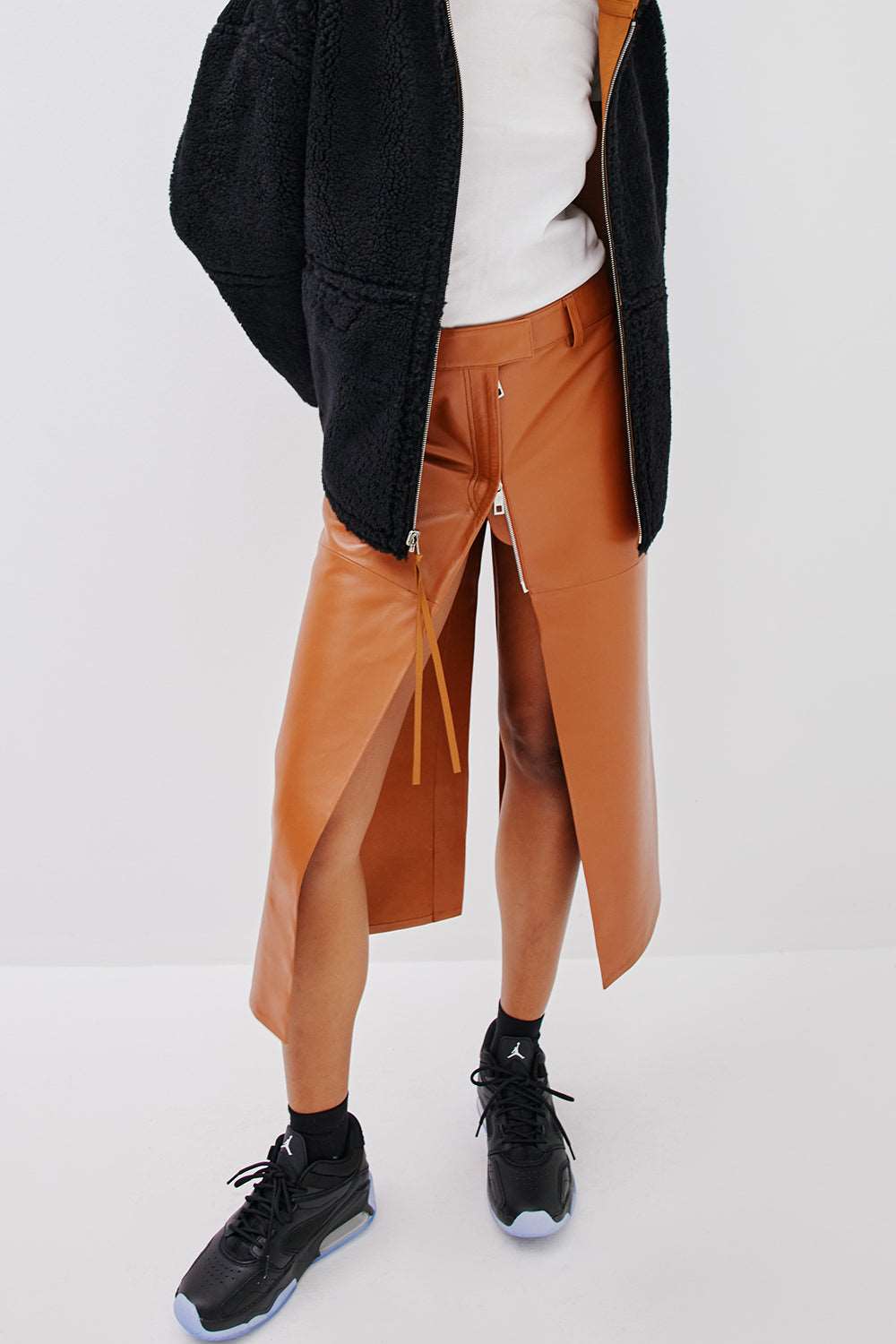 THE LONG SPLIT SKIRT - TOBACCO