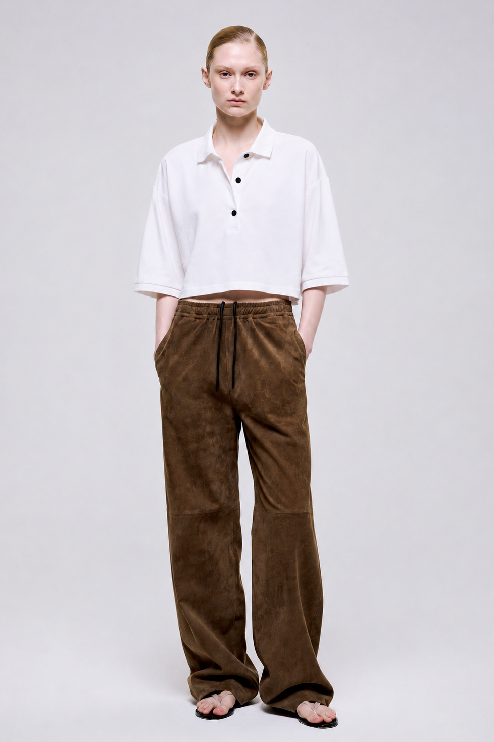 Waist-Length Cotton Piqué Polo Shirt - Off White