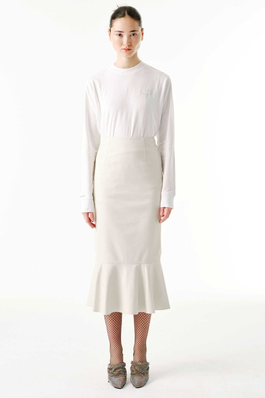 Wave Skirt | Leather – Oyster White