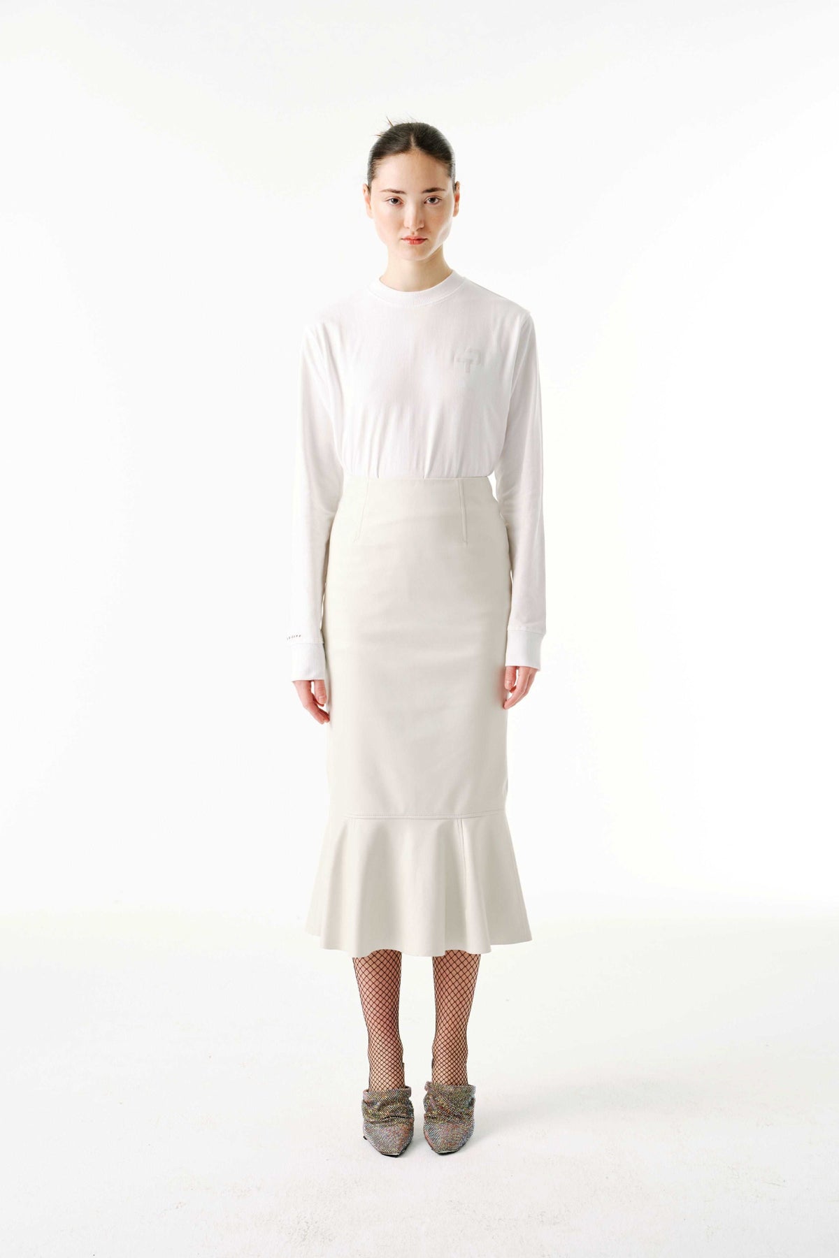Wave Skirt | Leather – Oyster White