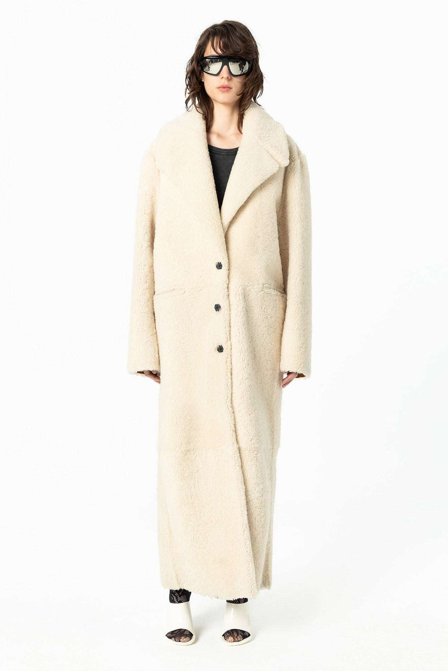 "Diana" V Neck Shearling Coat