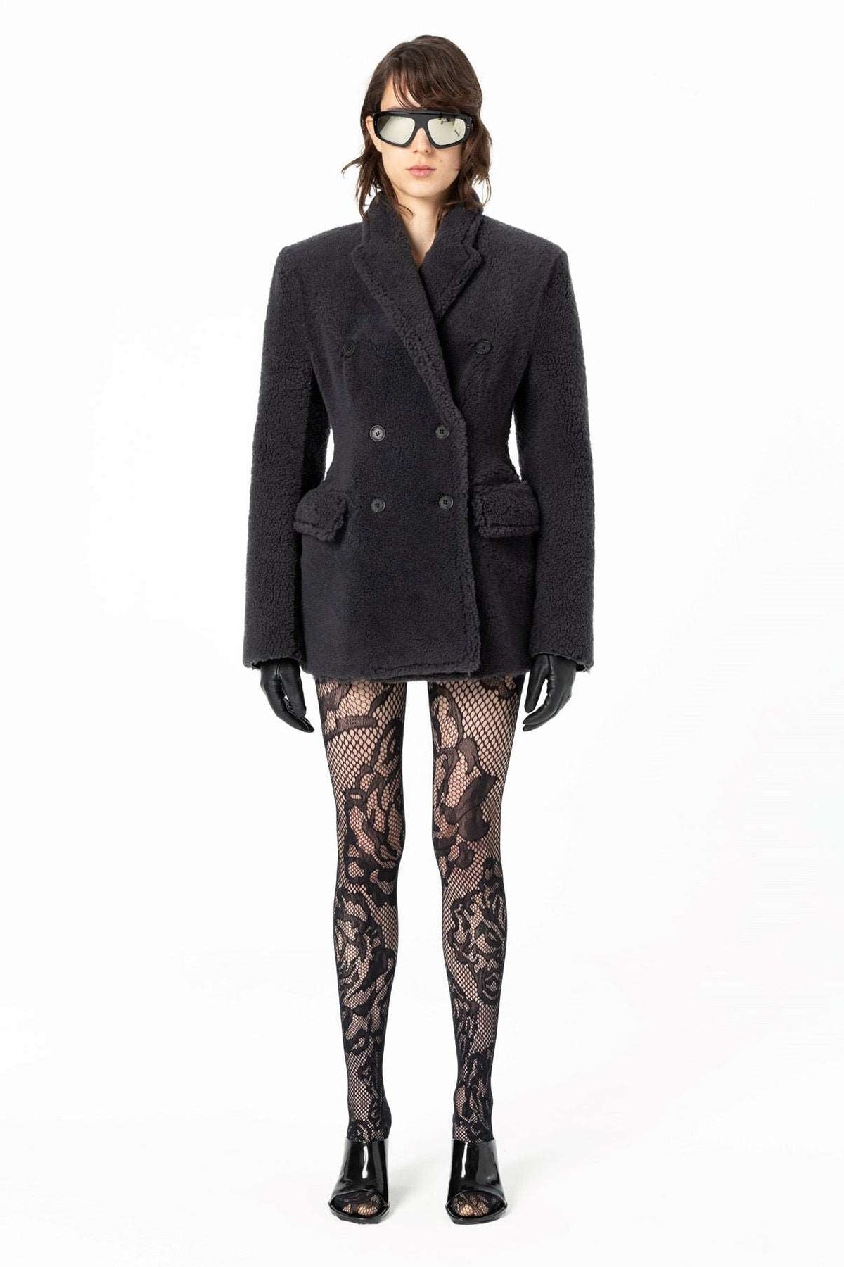 Curvy Jacket | Semi-Curly Merino Shearling – Dark Grey