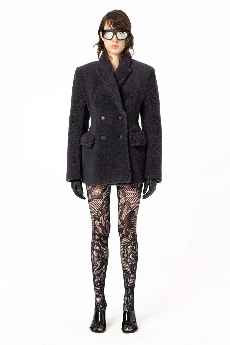 Curvy Jacket | Semi-Curly Merino Shearling – Dark Grey