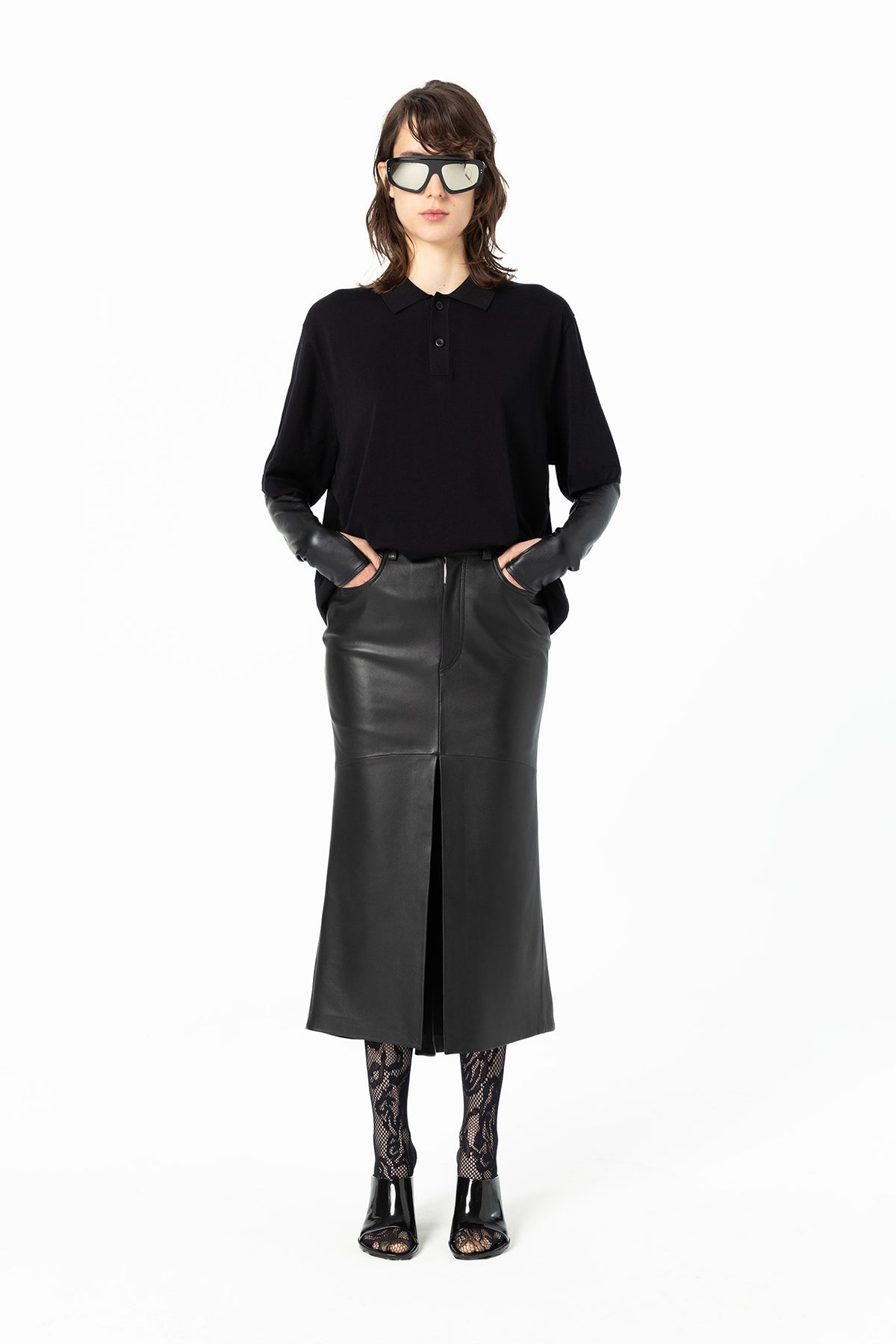Ocean Skirt | Leather - Black