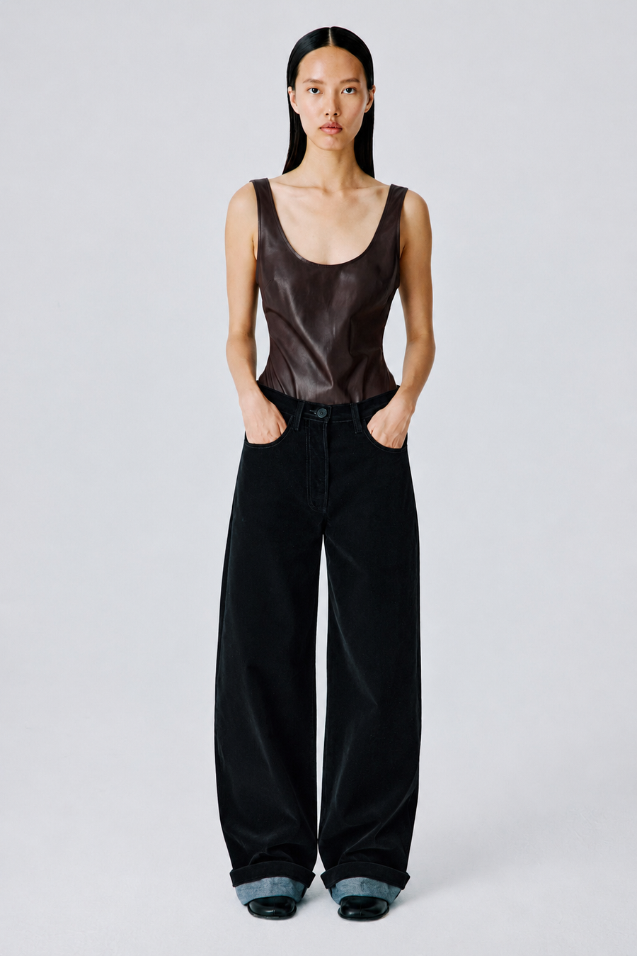 No Time Bodysuit | Leather – Dark Chocolate