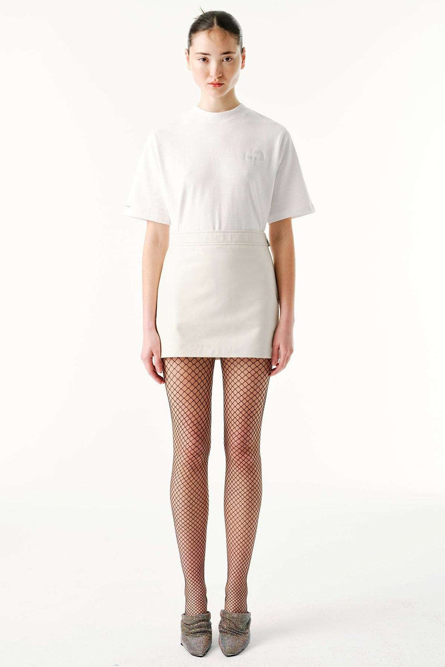 Mini Skirt | Leather – Oyster White