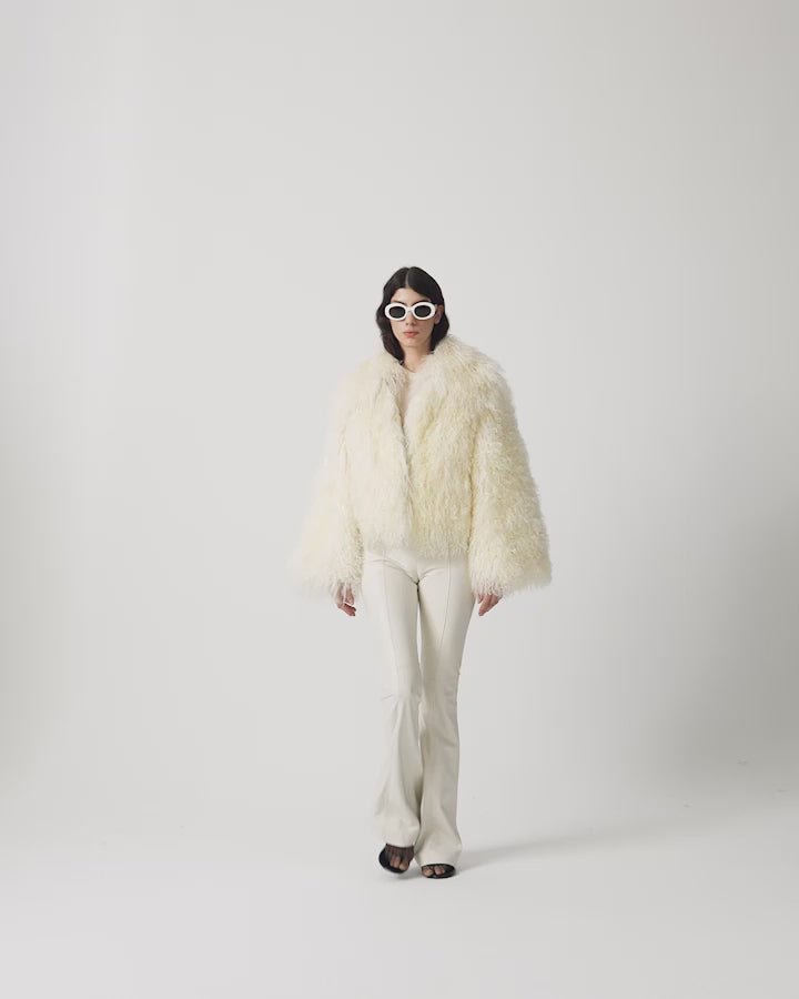 Mini Pocket Pants | Leather – Oyster White