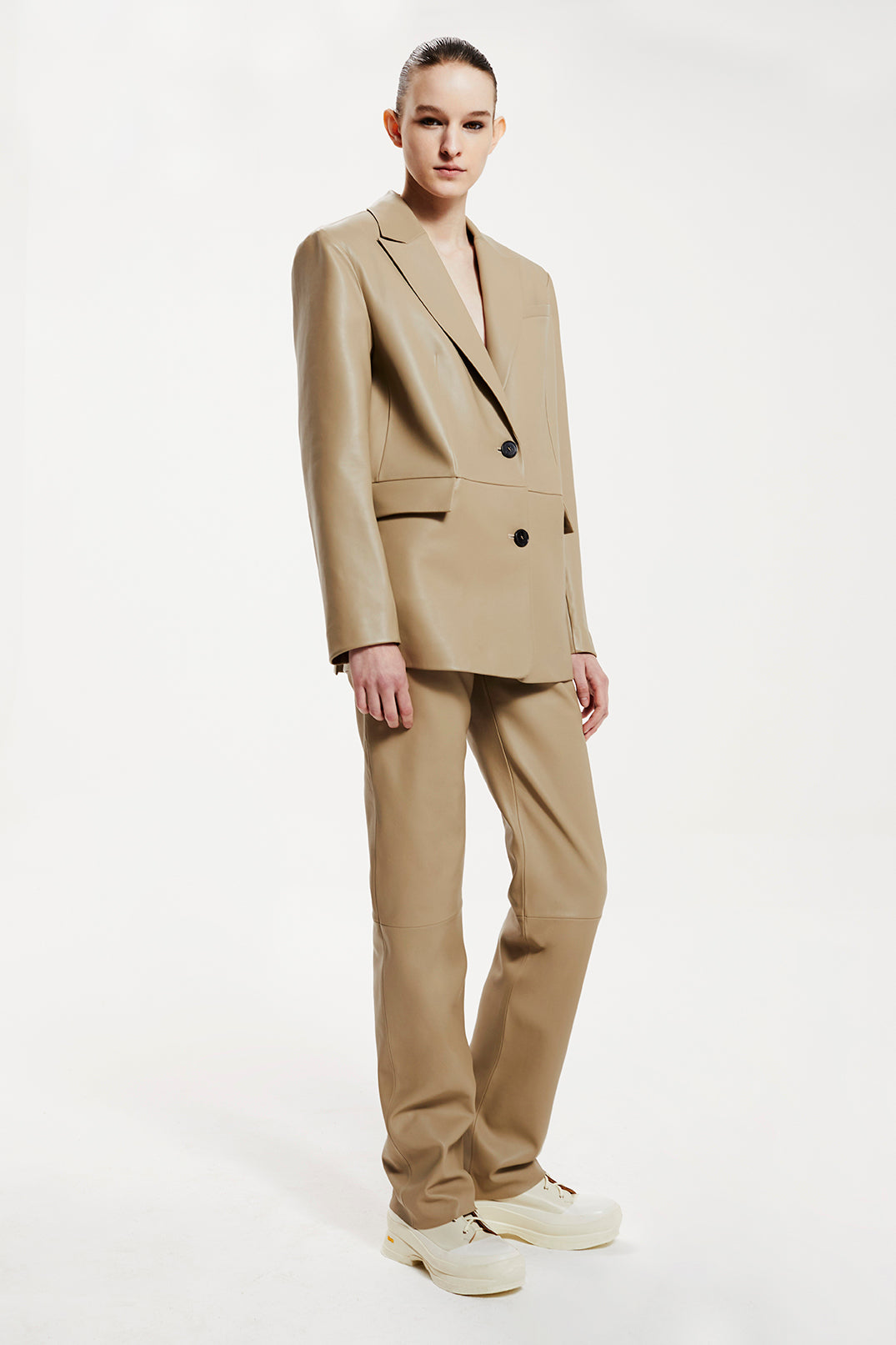 "Power" Blazer Suit Jacket - Bamboo Beige - Common Leisure 