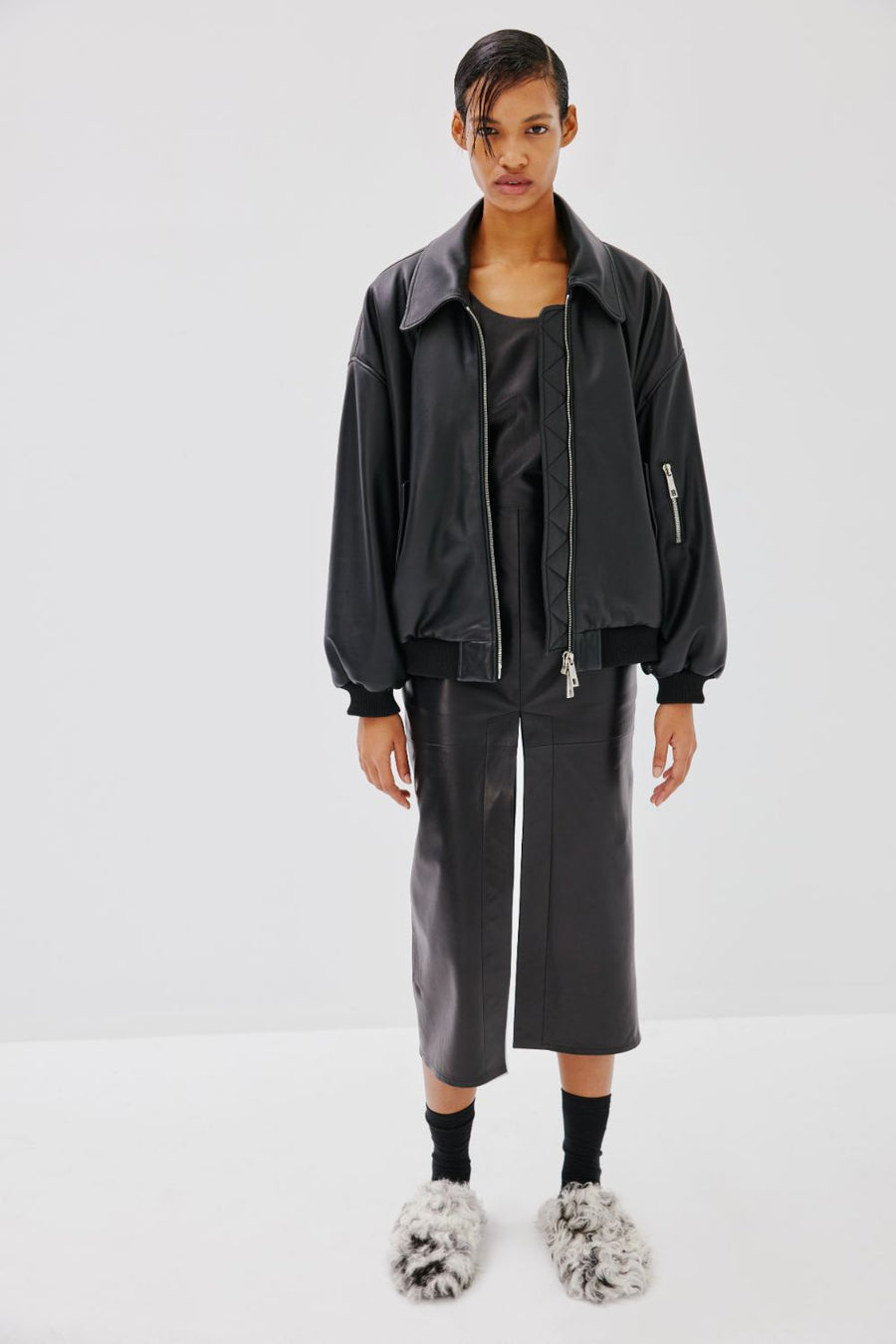 Taxi Leather Bomber Jacket
