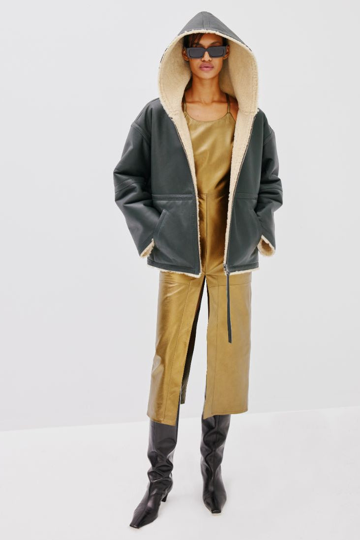 "Muhammed Ali" (Double Sided) Jacket - Butter Cream & Dark Green - Common Leisure 