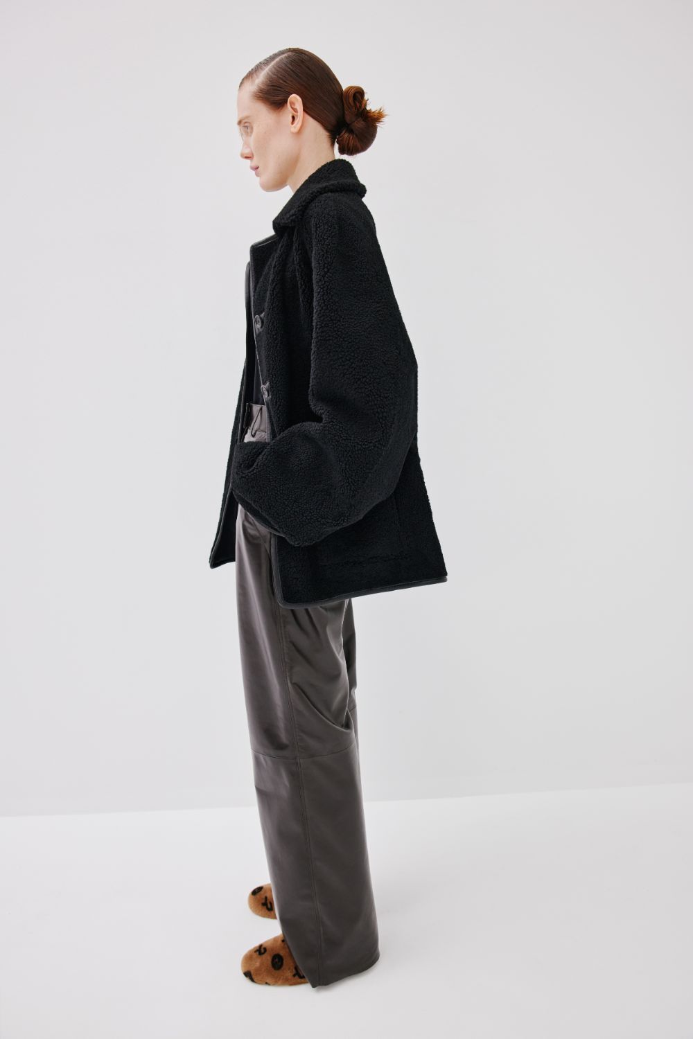 Angel Double Sided Jacket | Semi-Curly Merino Shearling – Black/Black