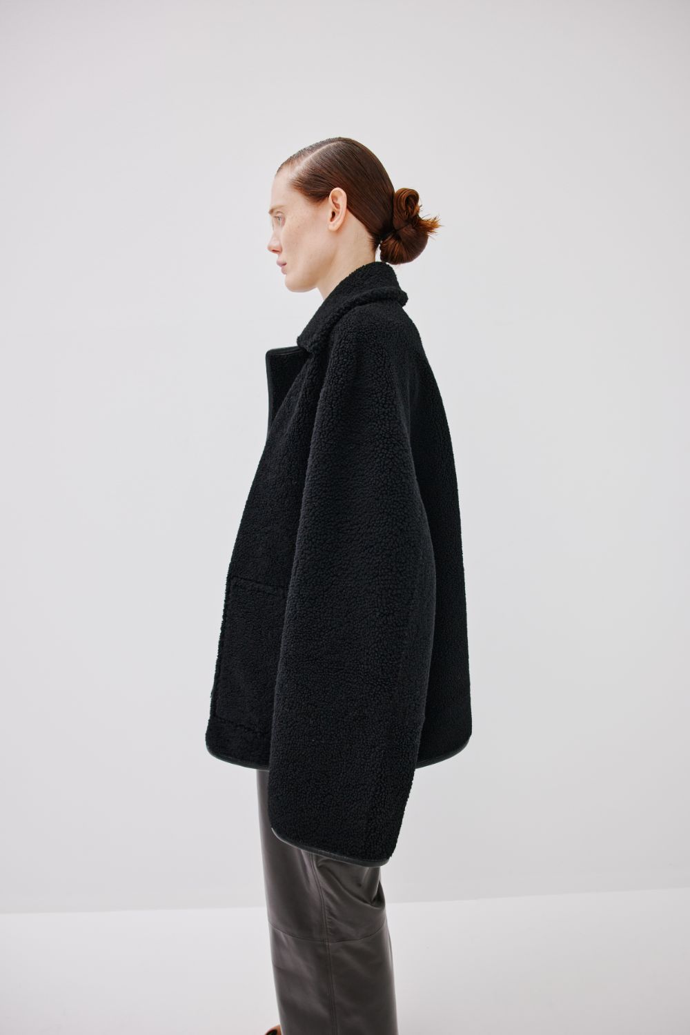 Angel Double Sided Jacket | Semi-Curly Merino Shearling – Black/Black