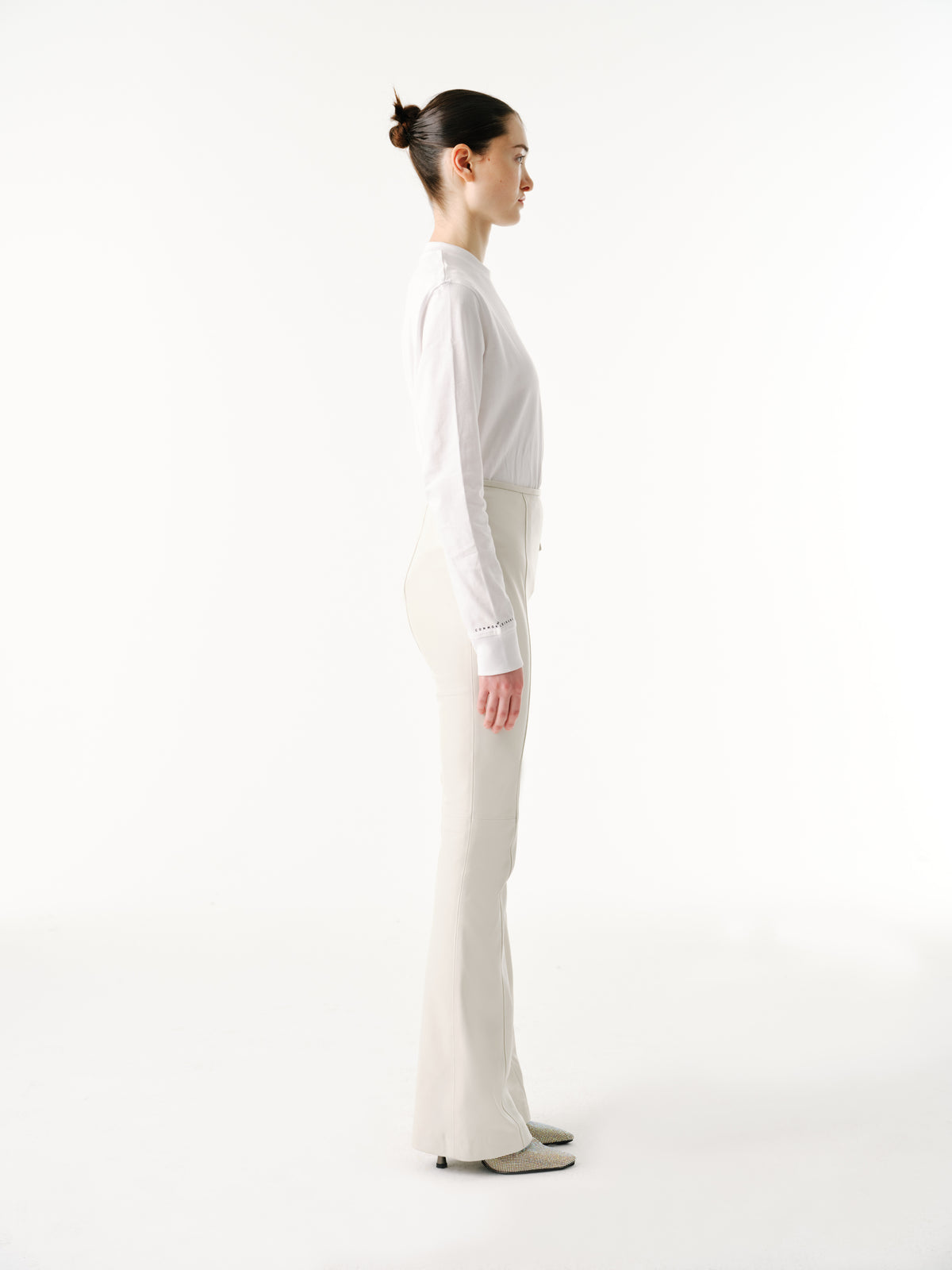 Mini Pocket Pants | Leather – Oyster White