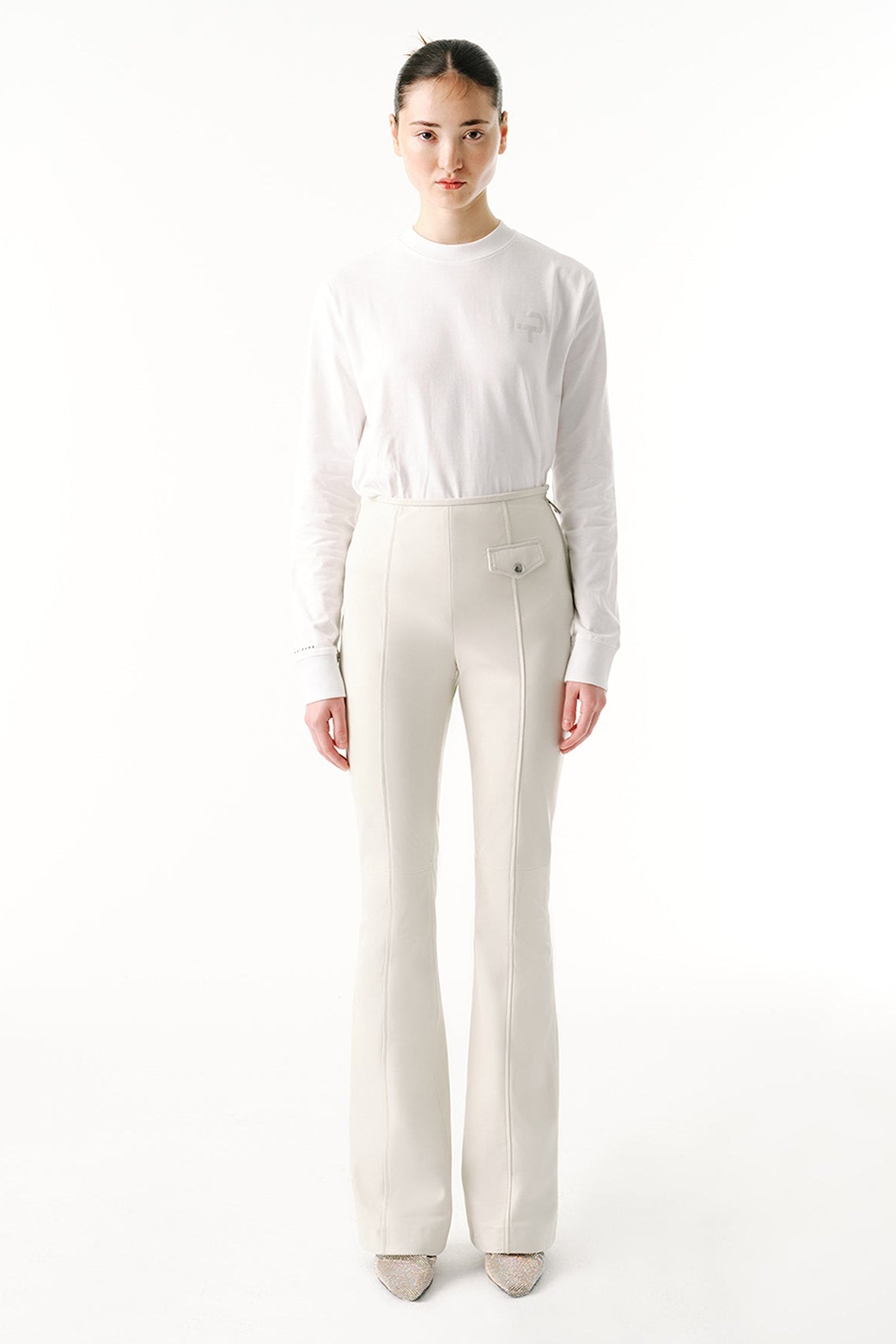 Mini Pocket Pants | Leather – Oyster White
