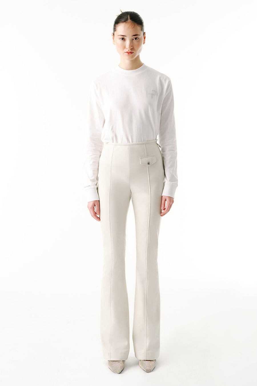 Mini Pocket Pants | Leather – Oyster White