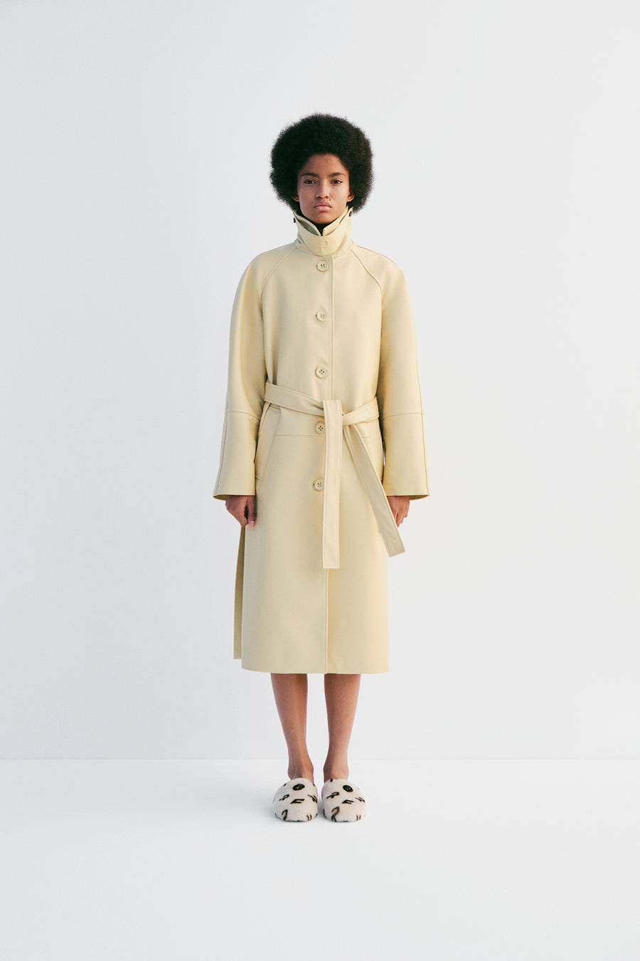 "Slow Dance" Balmacaan Coat  - Light Yellow