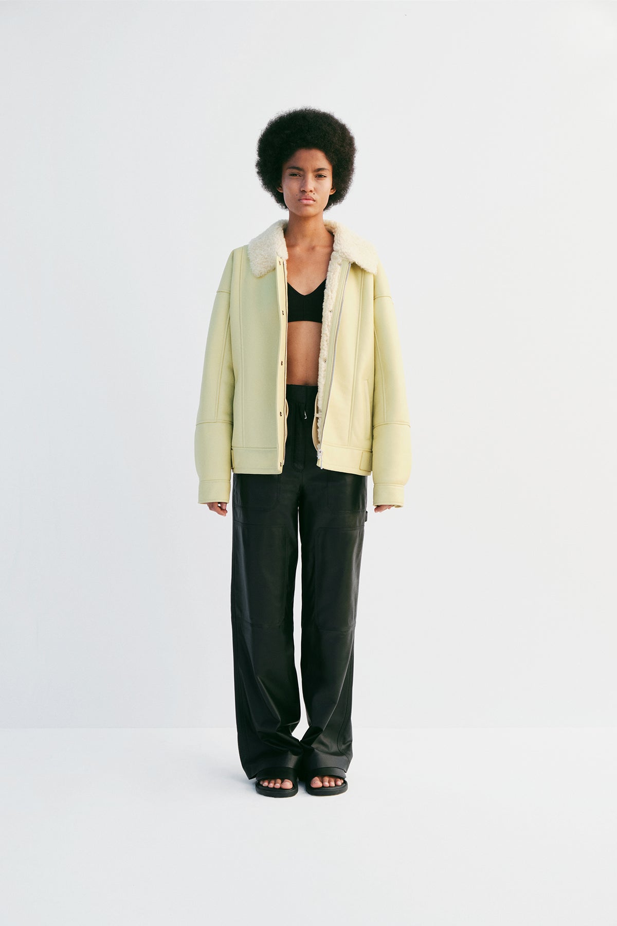 "Sunkissed" Mono Shearling Jacket - Lime Yellow - Common Leisure 
