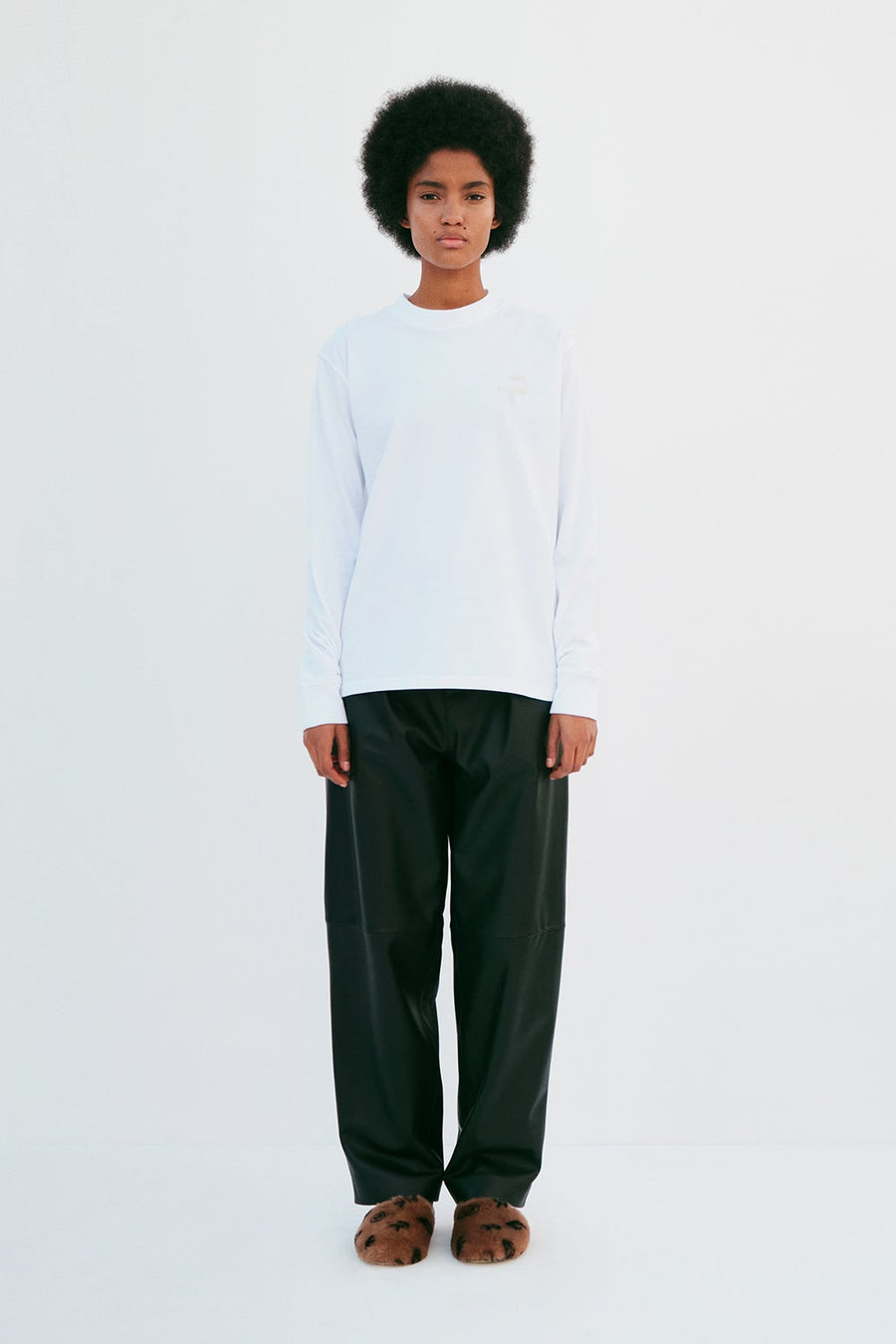 Amblem Branded Long Sleeve T-Shirt | White