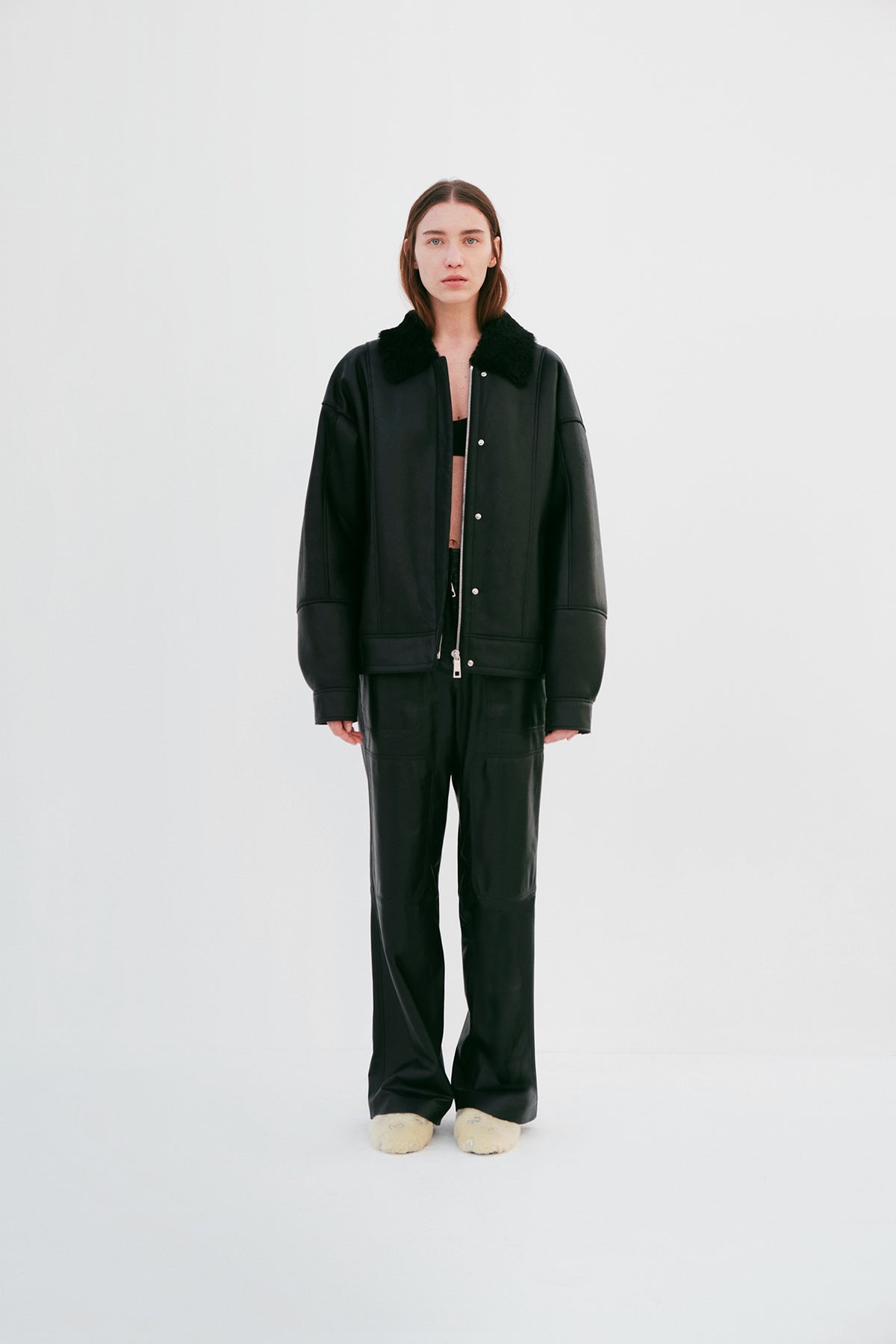 "Sunkissed" Mono Shearling Jacket - Black - Common Leisure 